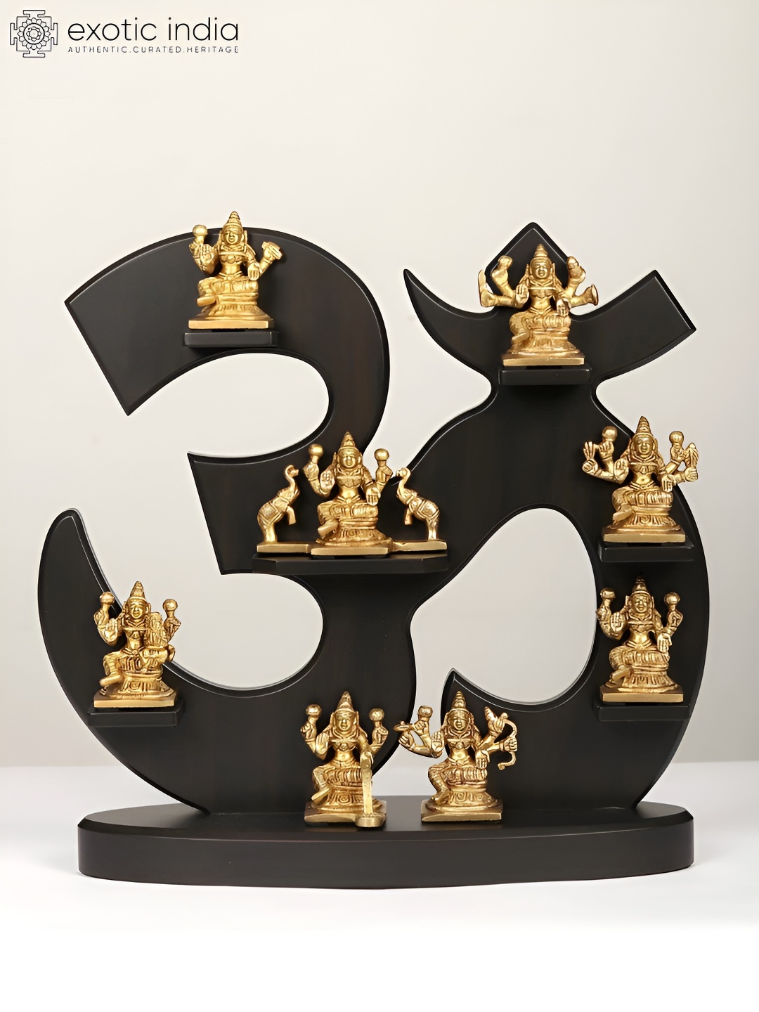 

Exotic India Black Religious Om With Ashtalakshmi Idol Showpiece