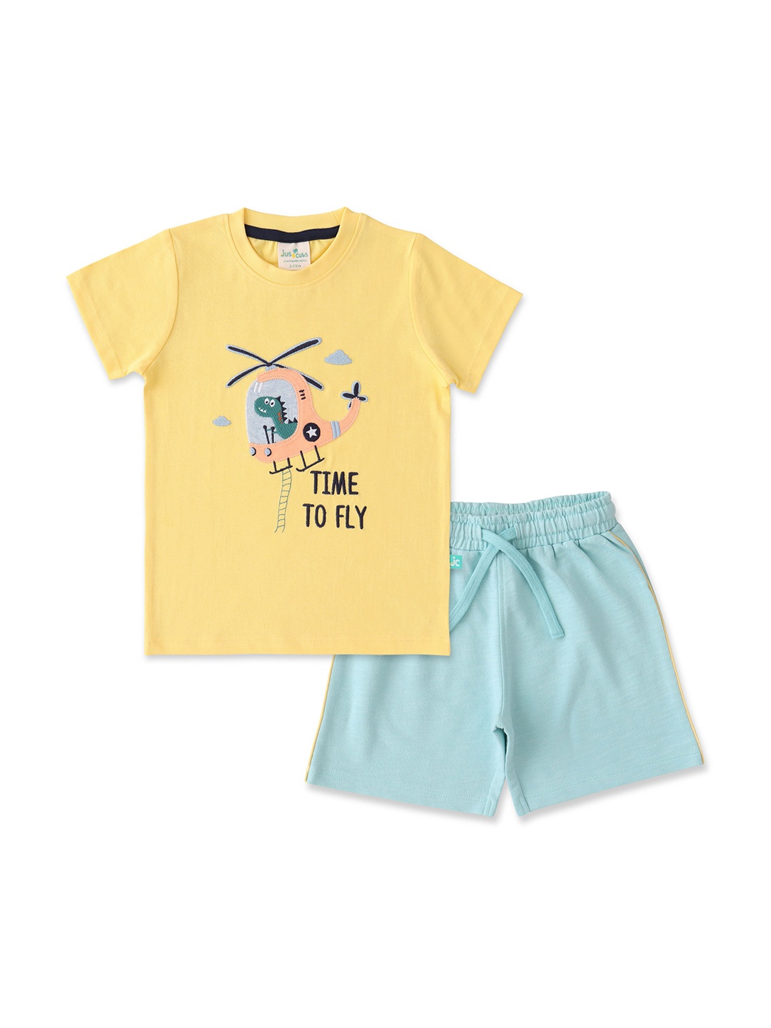 

JusCubs Boys Graphic Printed Pure Cotton T-shirt With Shorts, Yellow