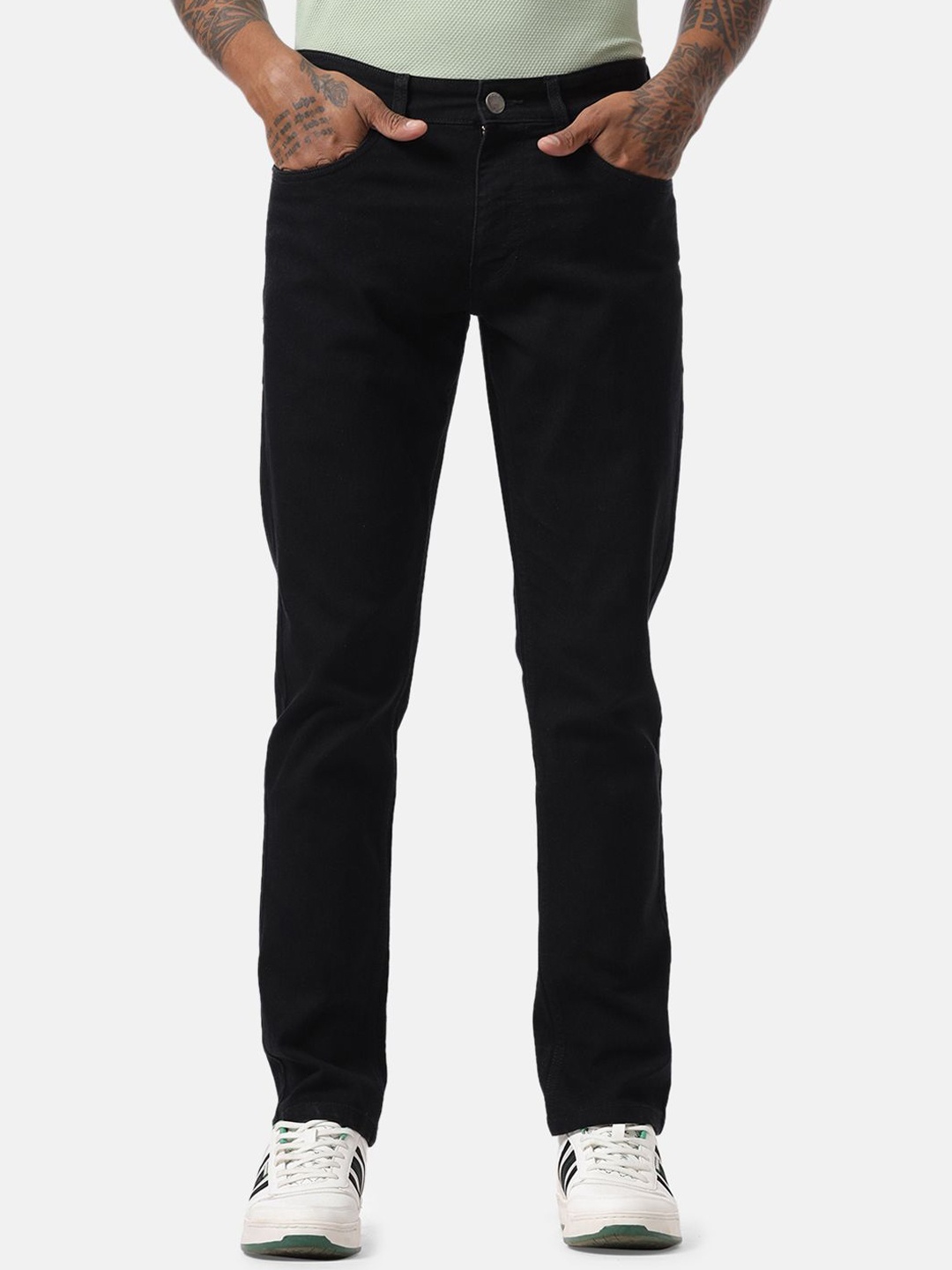 

WROGN Men Comfort Mid-Rise Slim Fit Jeans, Black