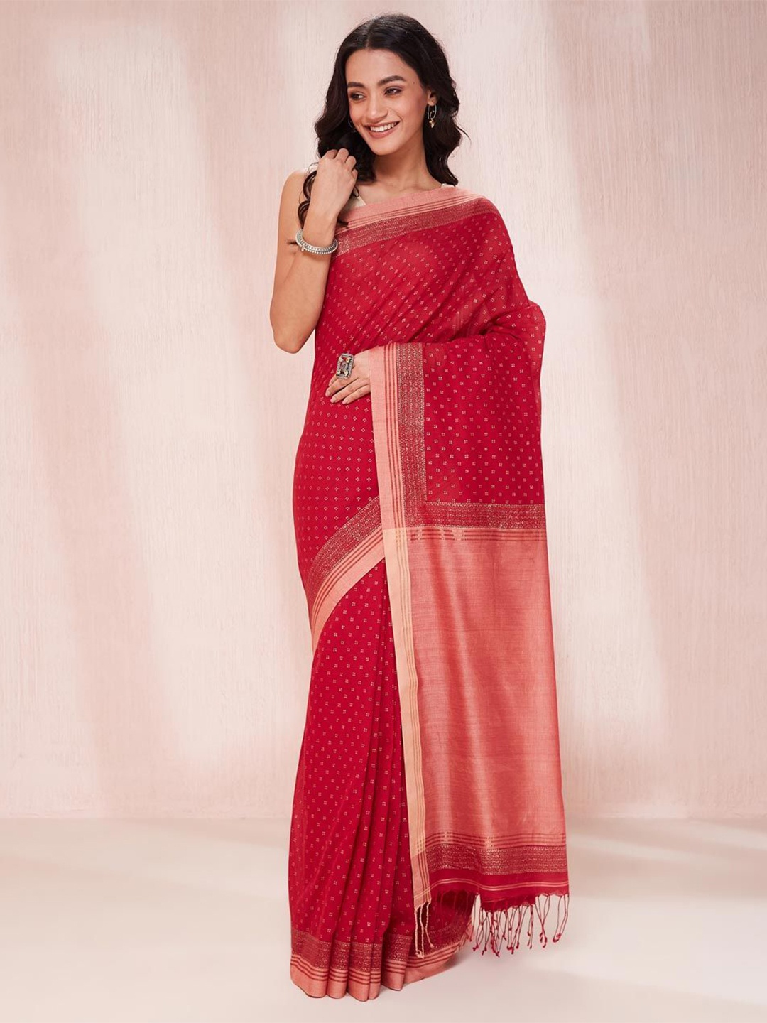 

Fabindia Ethnic Motifs Maheshwari Saree, Maroon