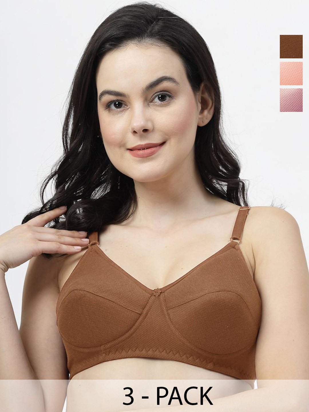 

SHYAM SONS FLAIR Solid Self Design Full Coverage Self Design Lightly Padded Bra, Brown