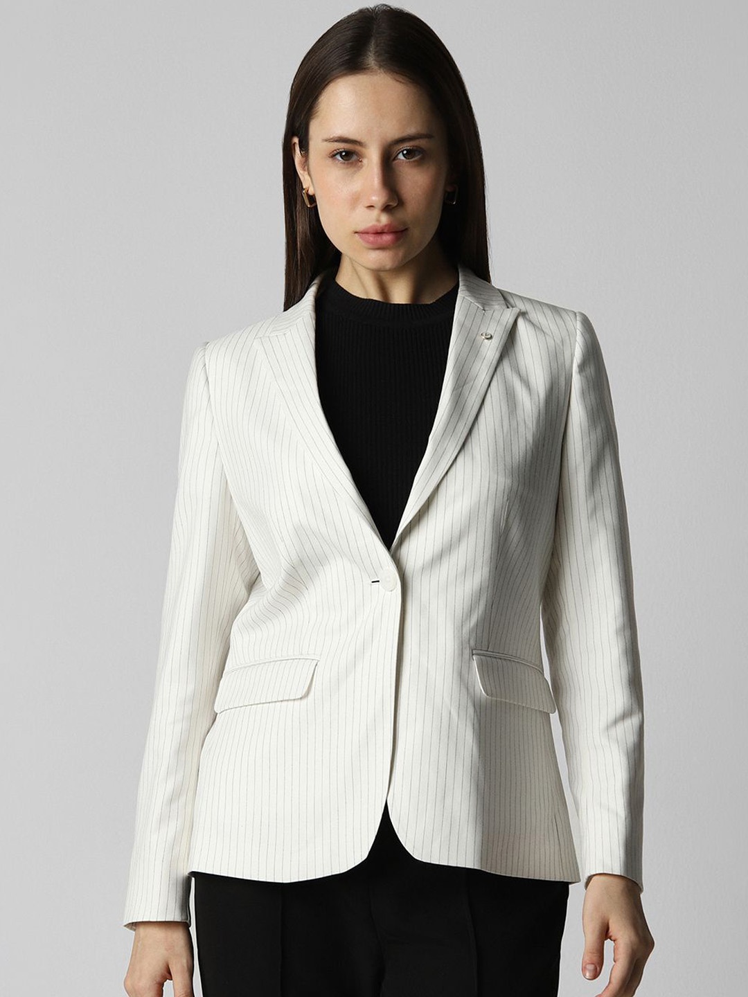 

Van Heusen Woman Striped Single-Breasted Blazer, White