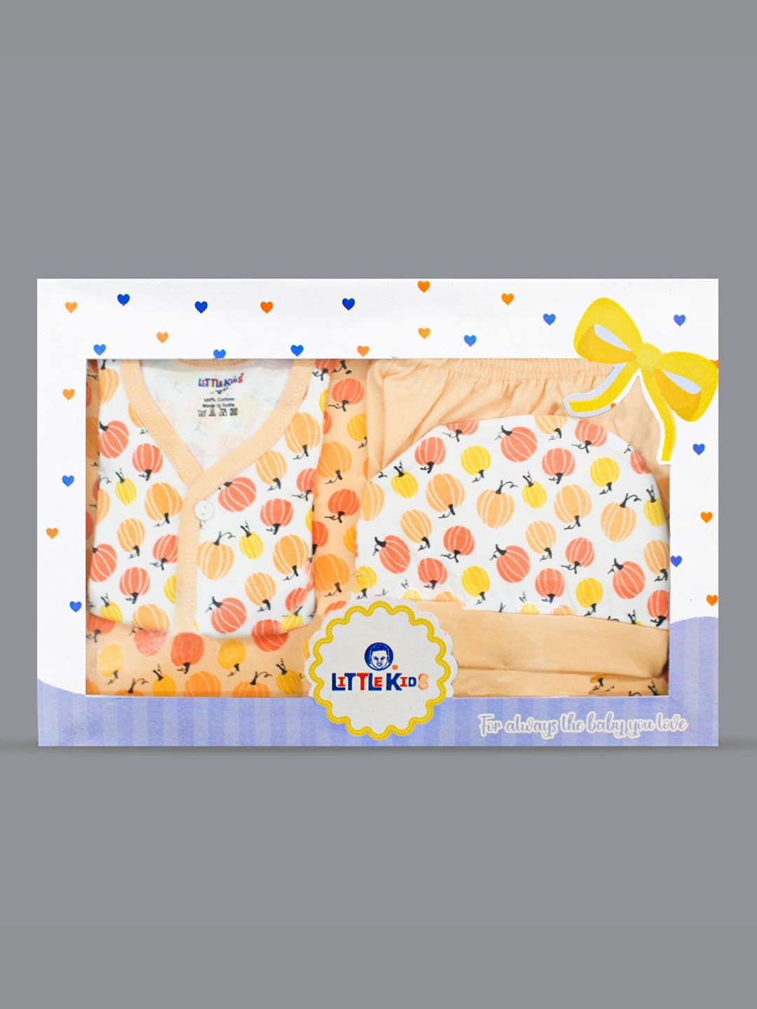 

Born Babies Pack of 4 Pure Cotton Baby Apparel Gift Set, Orange
