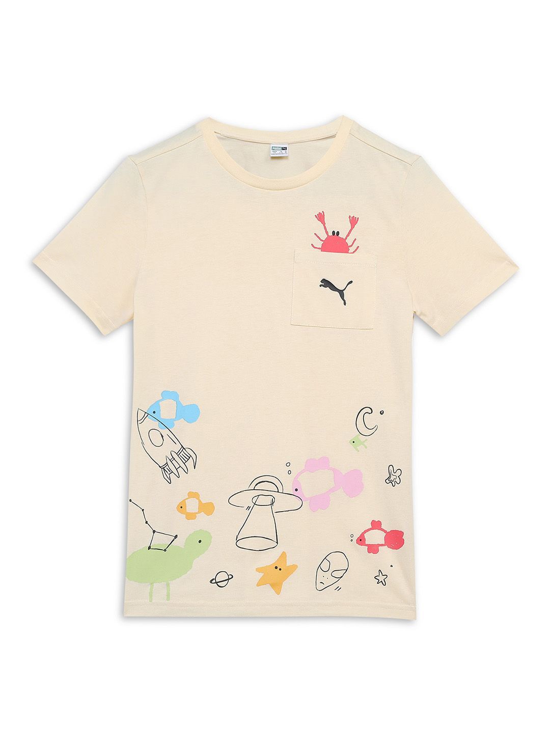 

Puma Classics Graphic Youth Tee Kids Printed T-Shirts, Cream