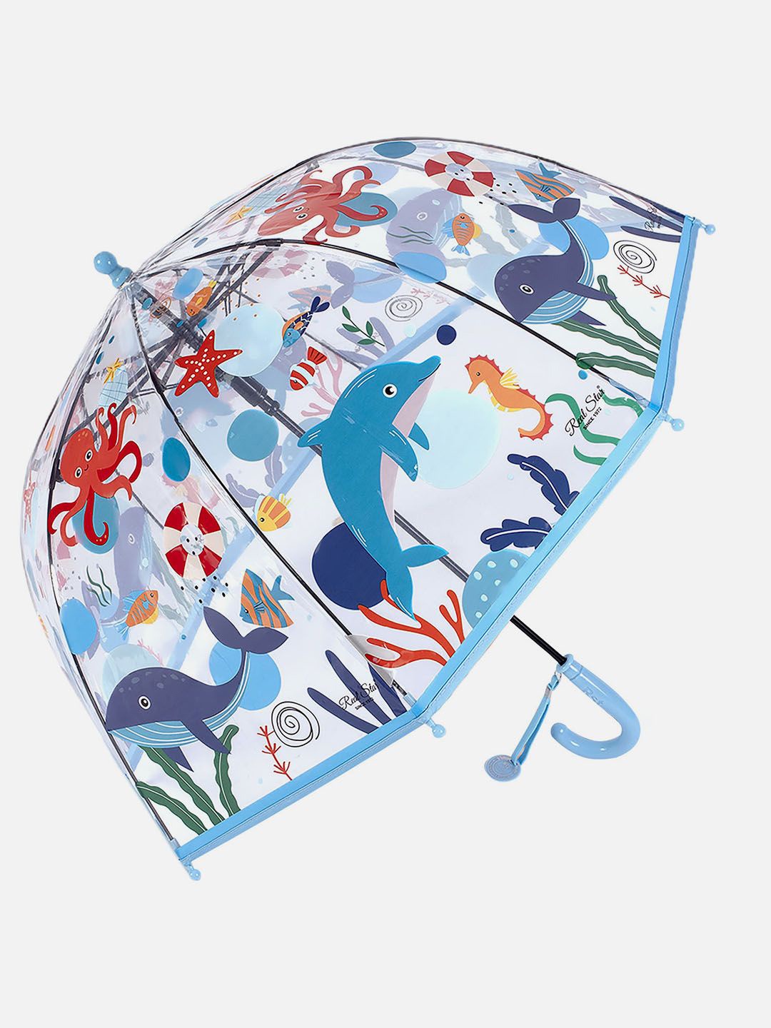 

Little Surprise Box LLP Kids Sea Octopus Theme Transparent Manual 2 Fold Umbrella, Blue