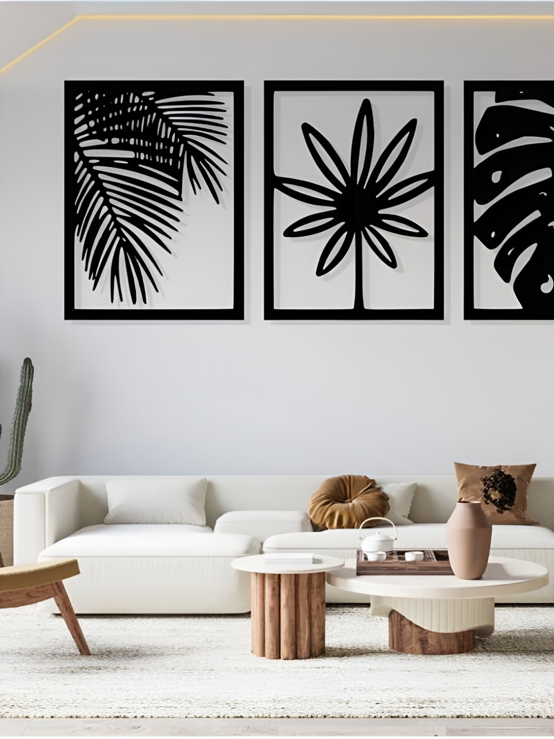 

ARTROOMS Black 3 Pieces Three Leaf Wall Hanging