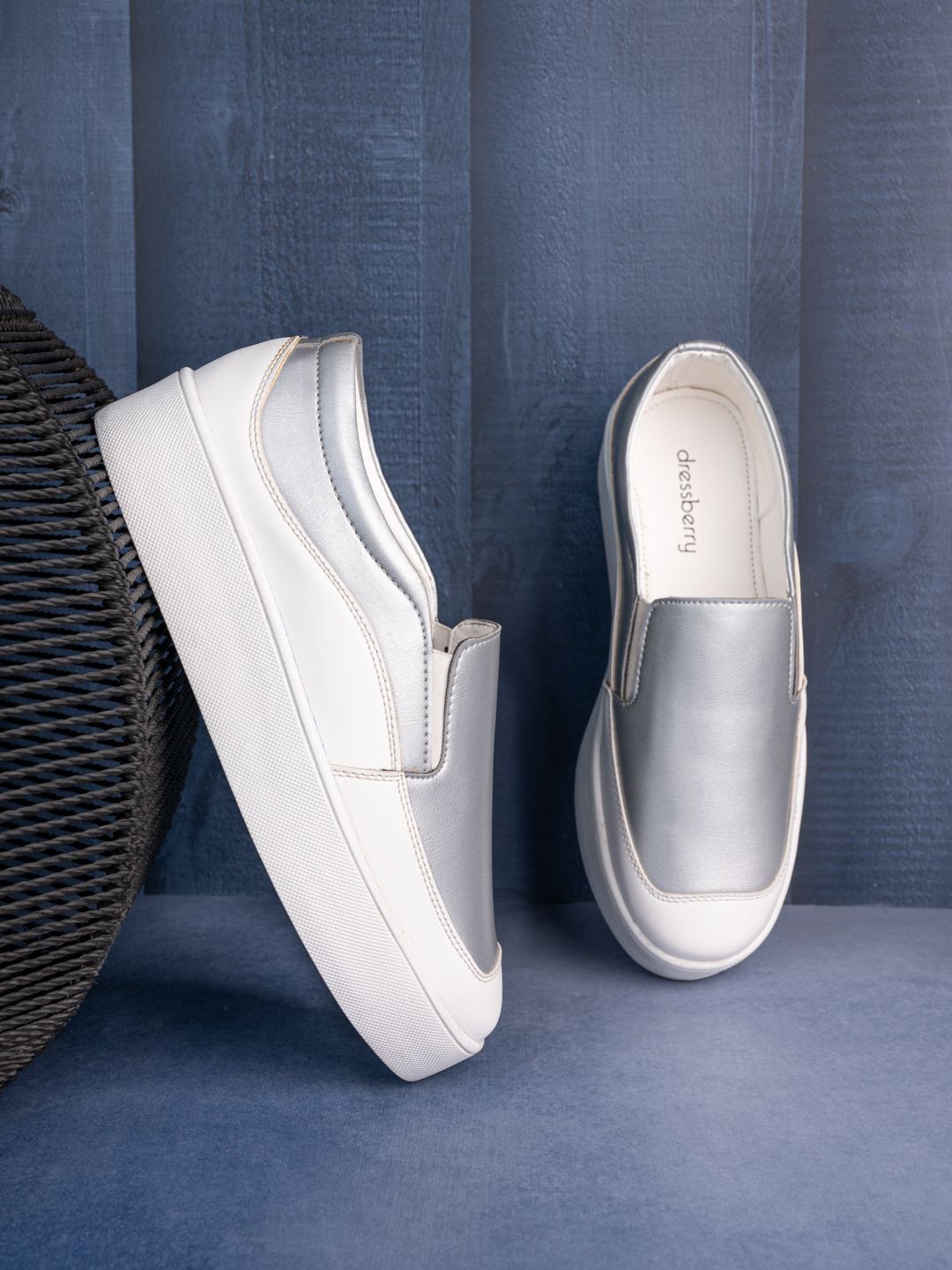 

DressBerry Women Colourblocked Slip-On Sneakers, White
