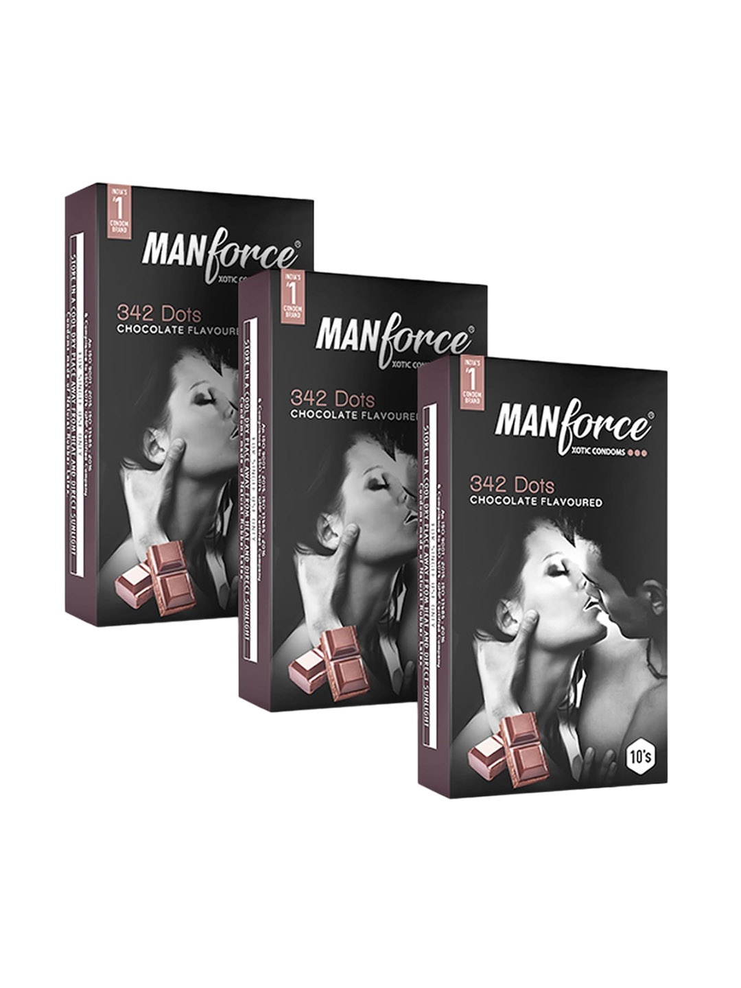 

Manforce Men Set Of 3 Xotic Condoms- 30Pcs Each- Chocolate Flavored, Black