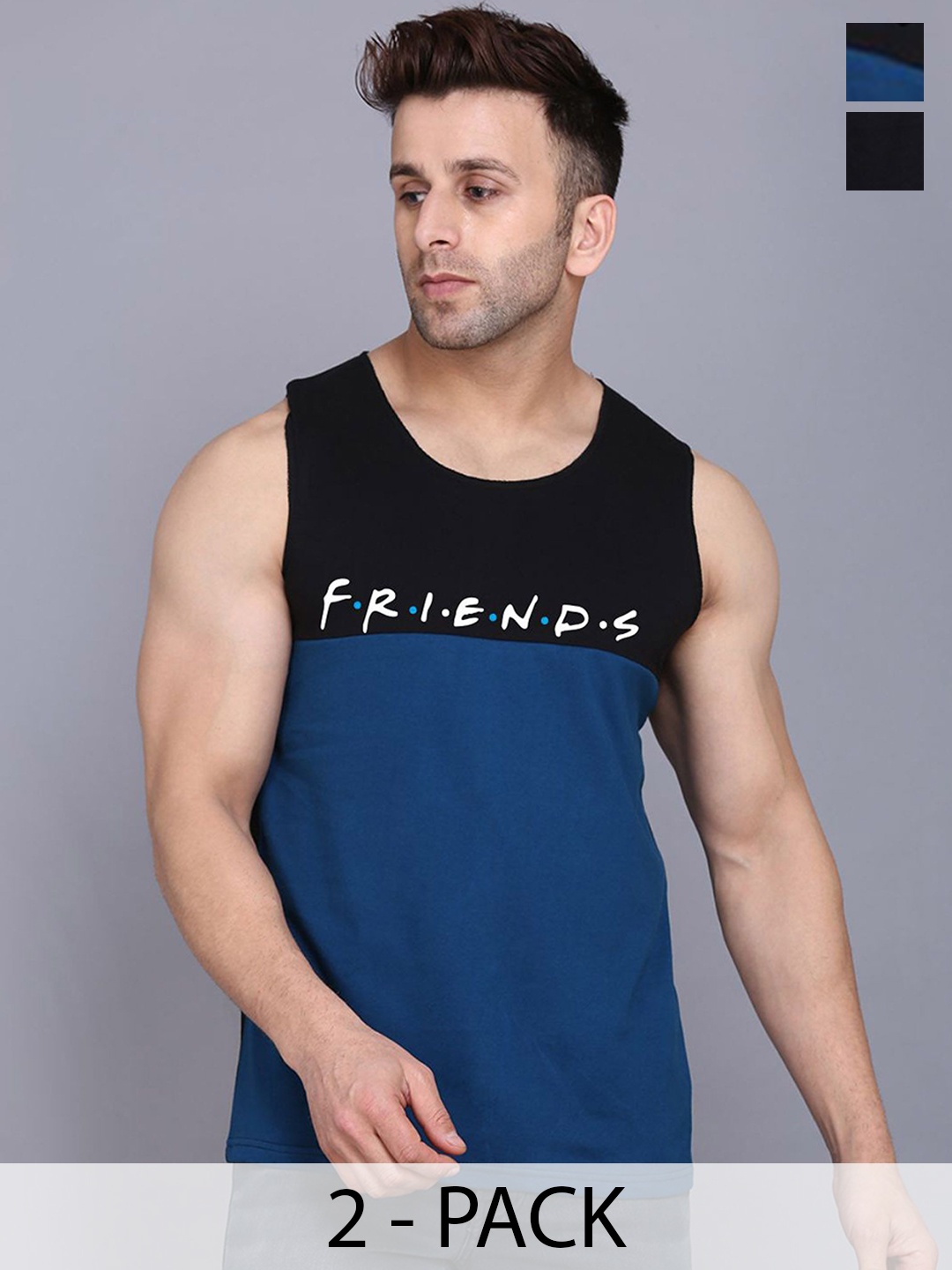 

SLOWLORIS Pack Of 2 Printed Gym Vests SL26 COMBO (LOUD BLACK) (FRD BLKPCK)
