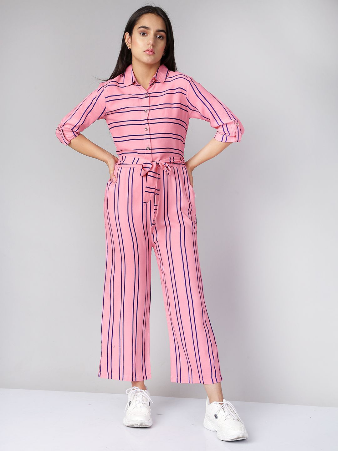 

Naughty Ninos Girls Striped Basic Jumpsuit, Pink