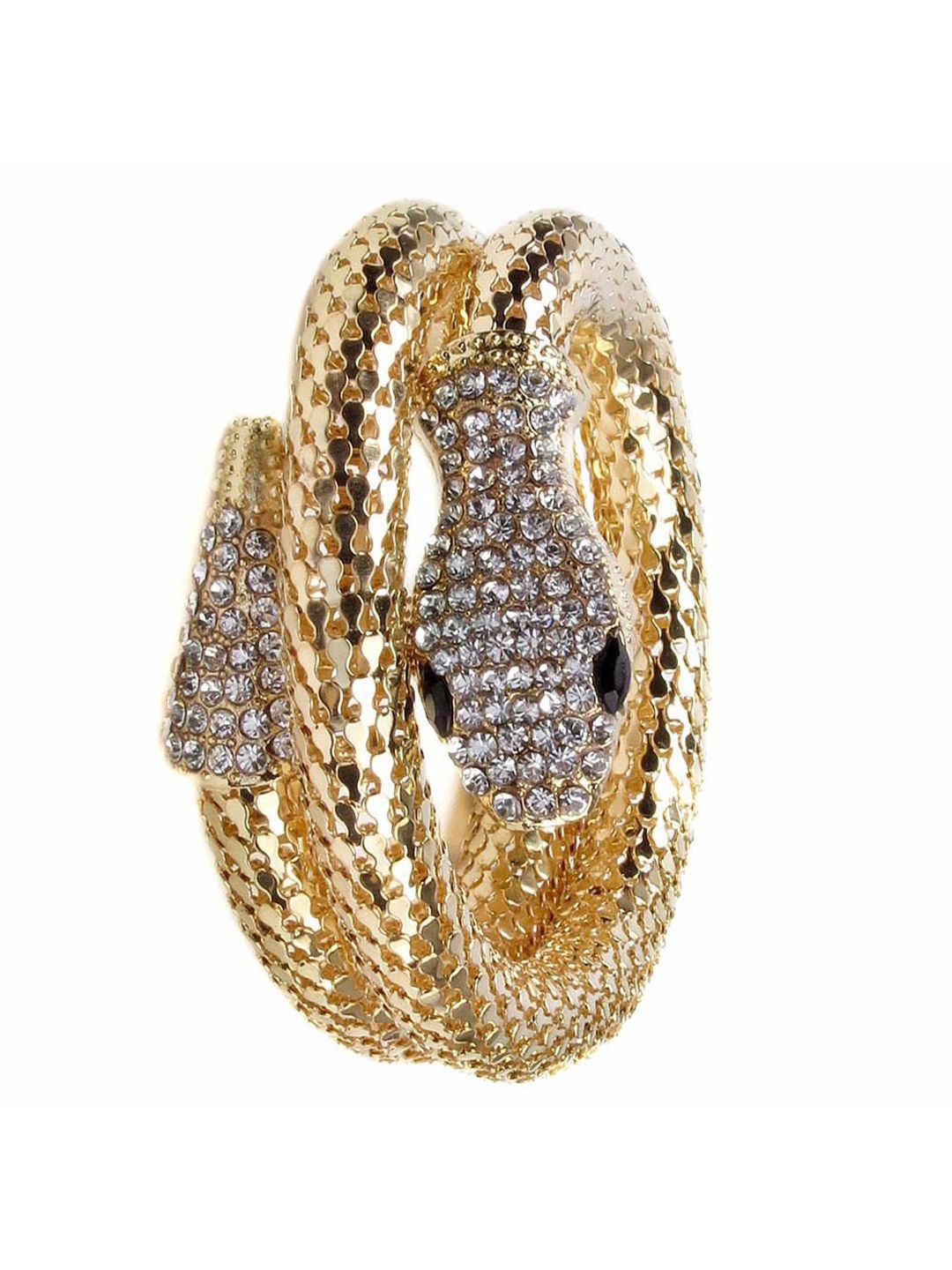 

FIMBUL Gold-Plated Stone Studded Antique Snake Shaped Cuff Bracelet