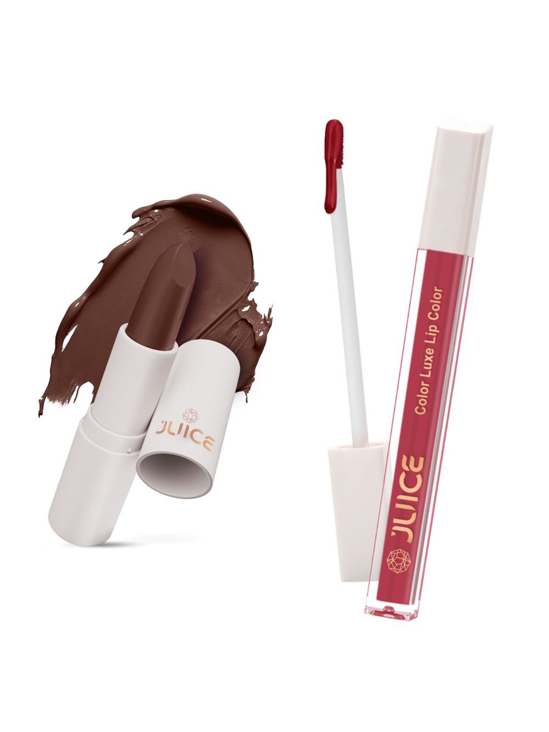 

JUICE Set of Color Luxe Lip Color 2.5ml & Kiss Sensation Lipstick 4g - Shade M17 & M13, Brown