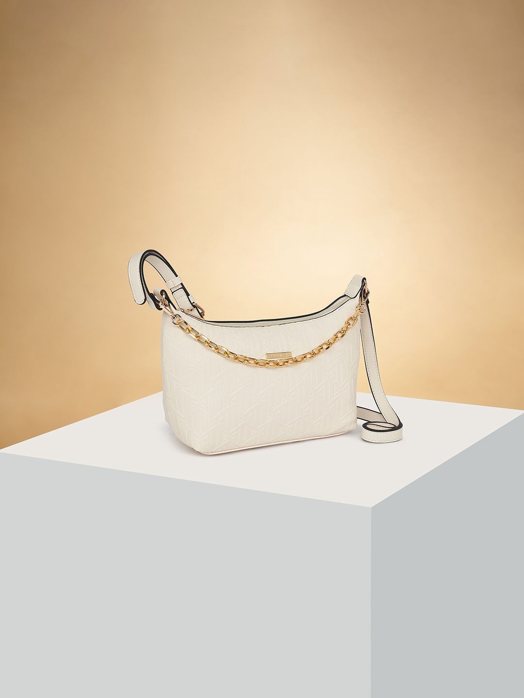 

Forever Glam by Pantaloons Embellished PU Oversized Structured Hobo Bag, Off white