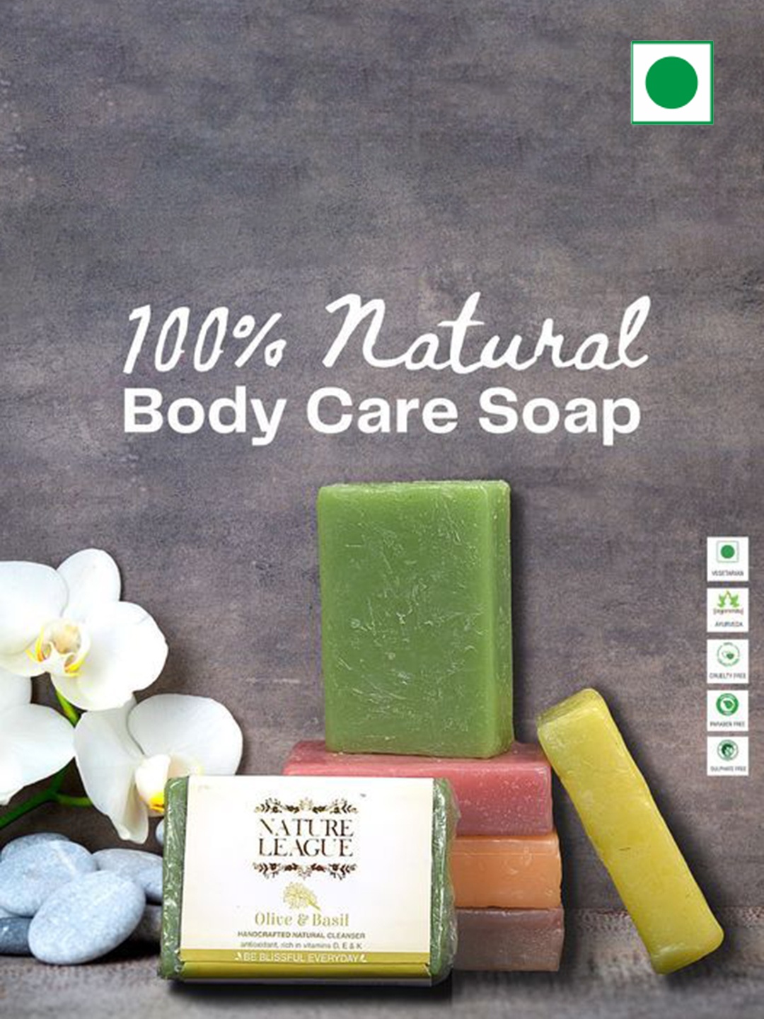 

NATURE LEAGUE Set Of 6 Turmeric & Sandalwood Deep Cleansing Soap-100g Each, Yellow