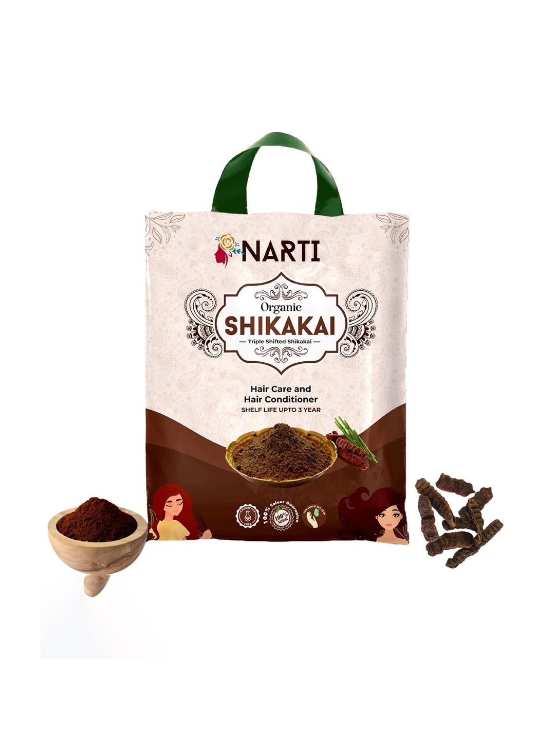 

NARTI Organic Shikakai Powder For Hair Care - 1Kg, Brown