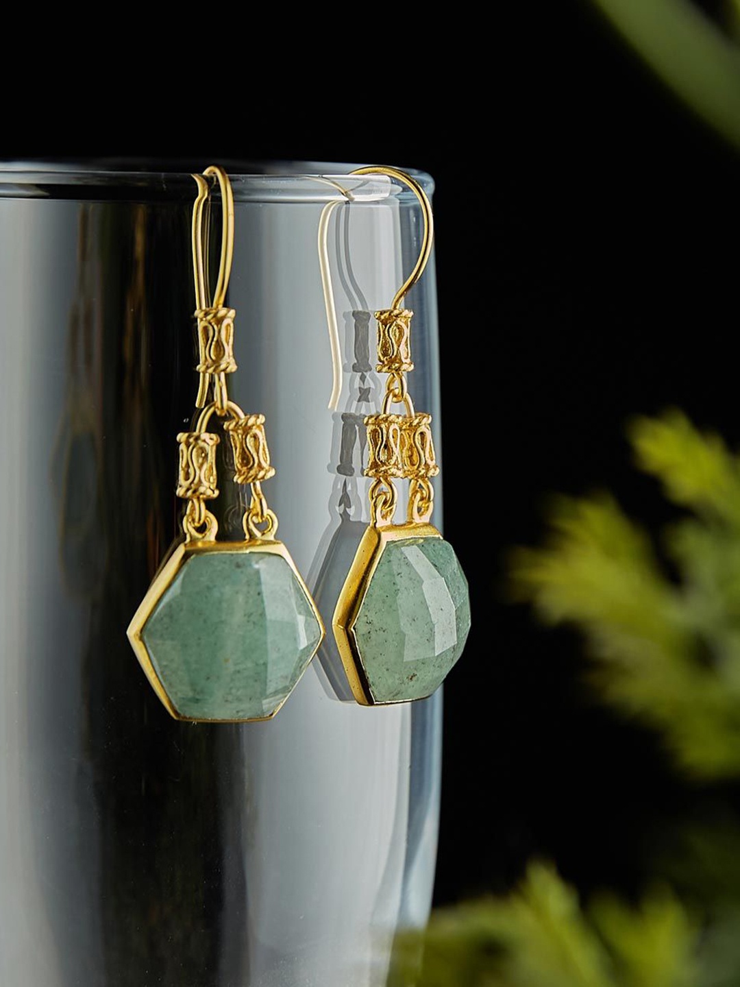 

Fabindia Artificial Stone Drop Earrings, Gold