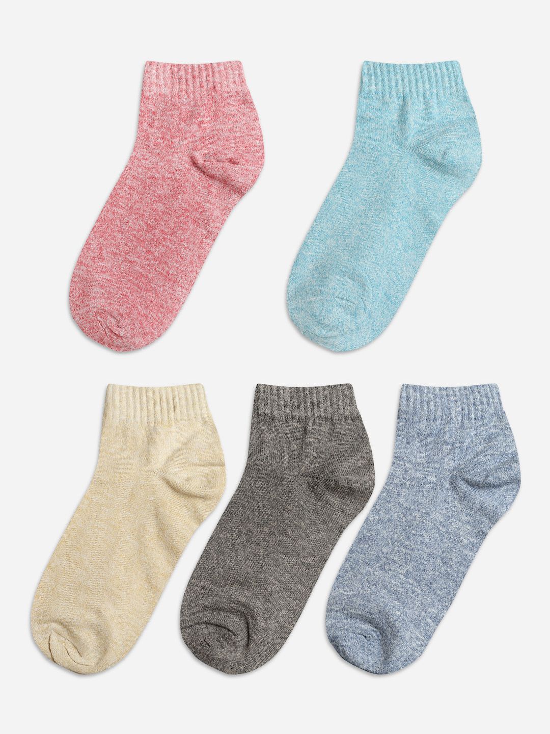

Texlon Kids Pack Of 5 Patterned Cotton Ankle-Length Socks, Pink