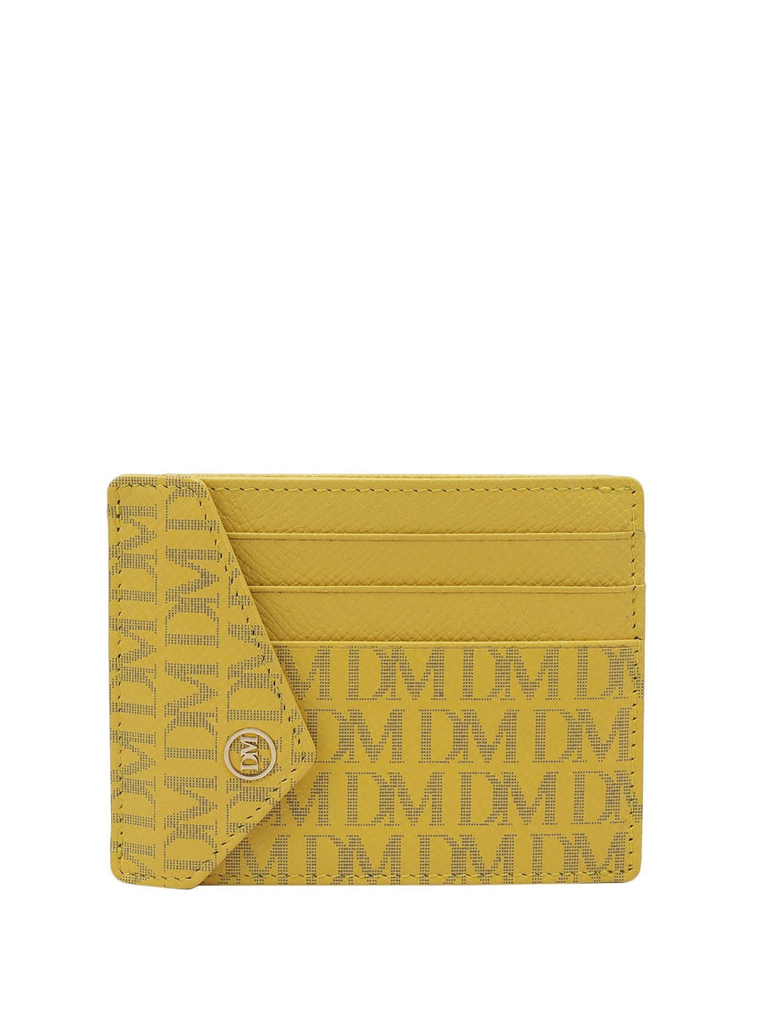 

Da Milano Unisex Typography Printed Leather Card Holder, Yellow