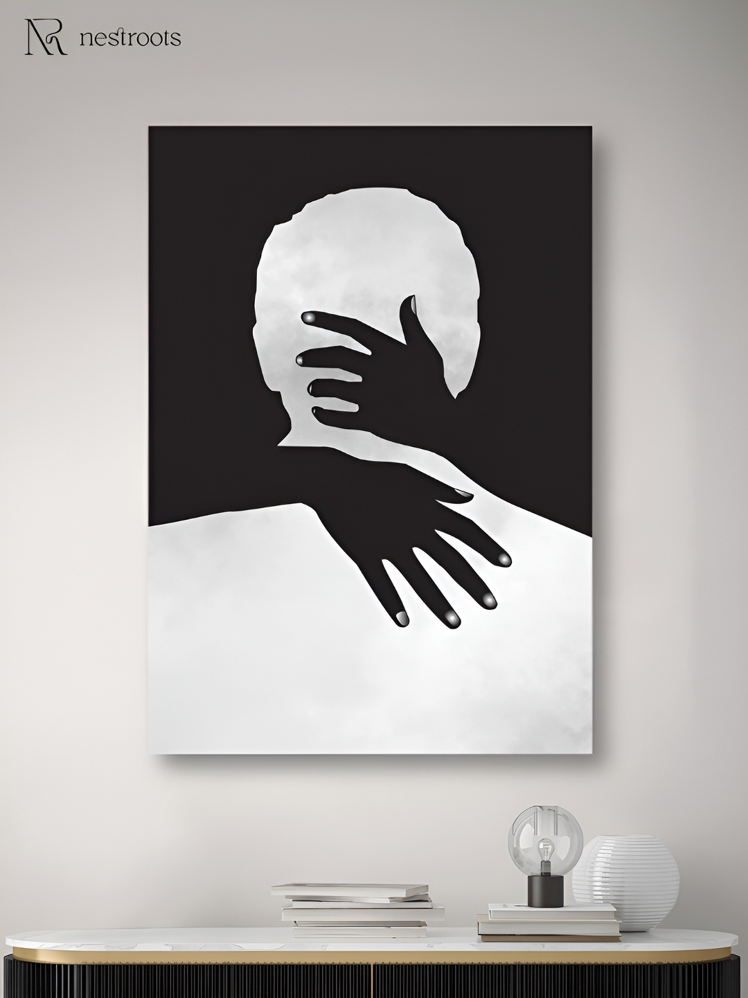 

nestroots Behind the Veil White & Black Canvas Wall Art