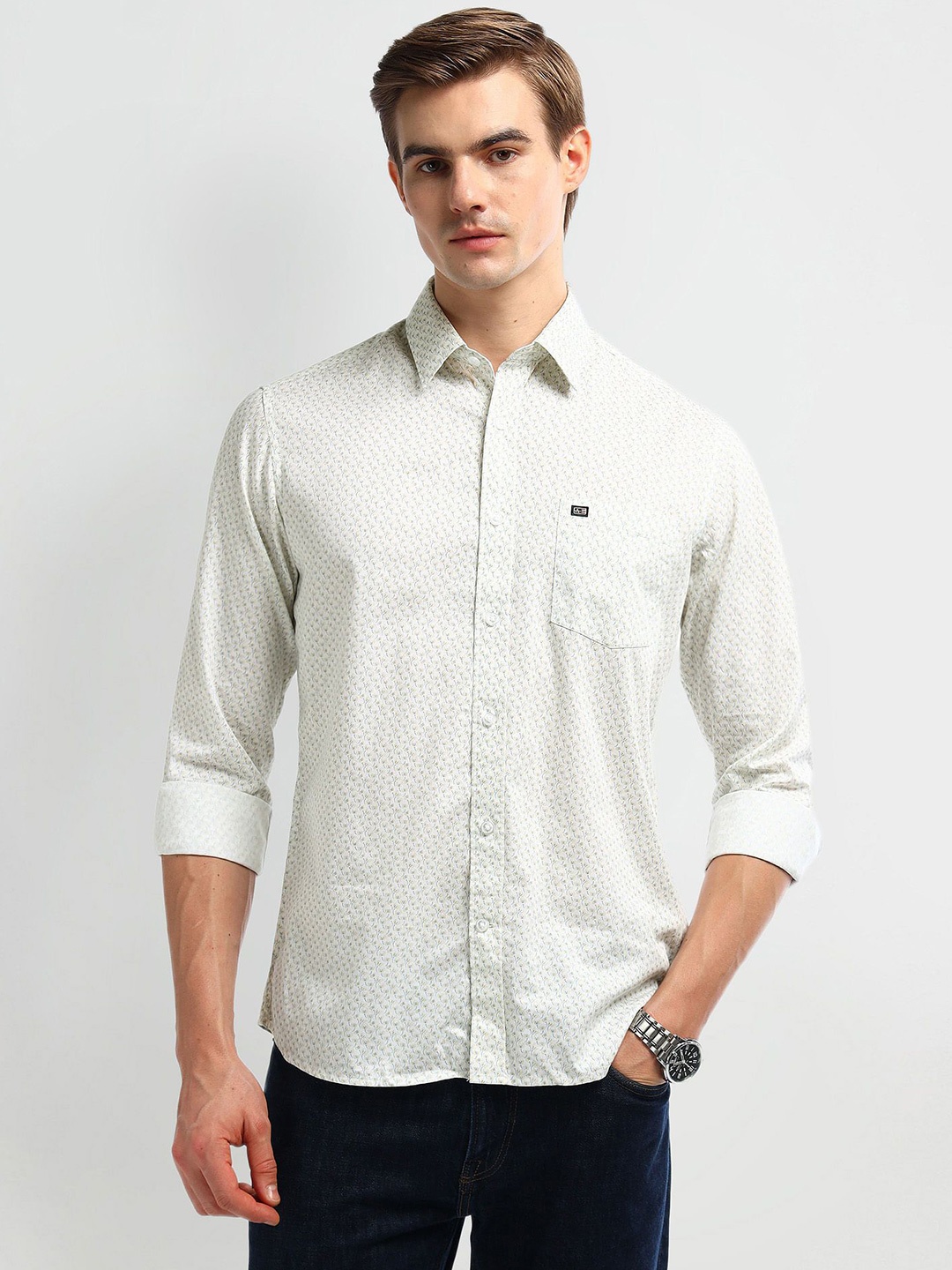 

Arrow Sport Men Spread Collar Abstract Printed Cotton Slim Fit Formal Shirt, White
