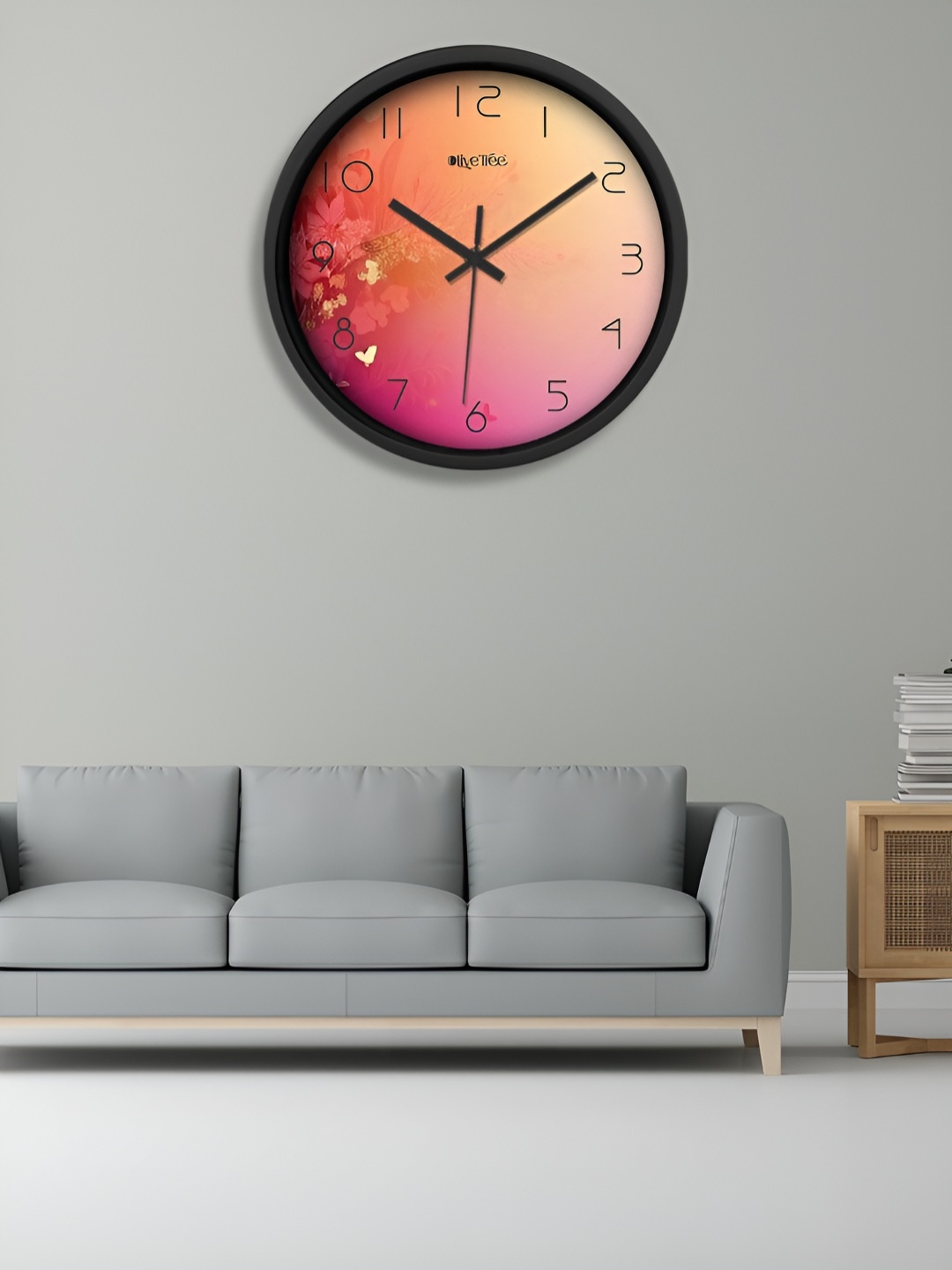 

OLIVE TREE Black & Orange Printed Analogue Contemporary Wall Clock