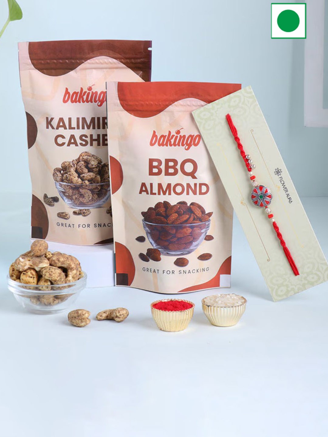 

Floweraura Rakhi & Dry Fruit Gift Set, Red