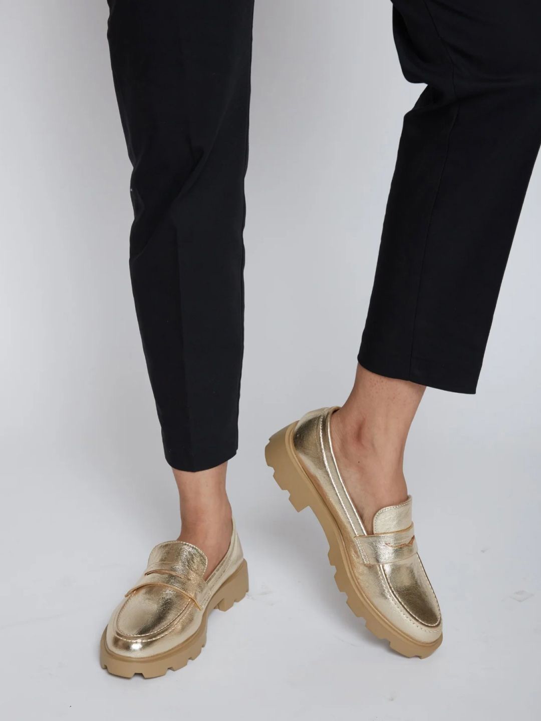 

CAI Gold Metallic loafers