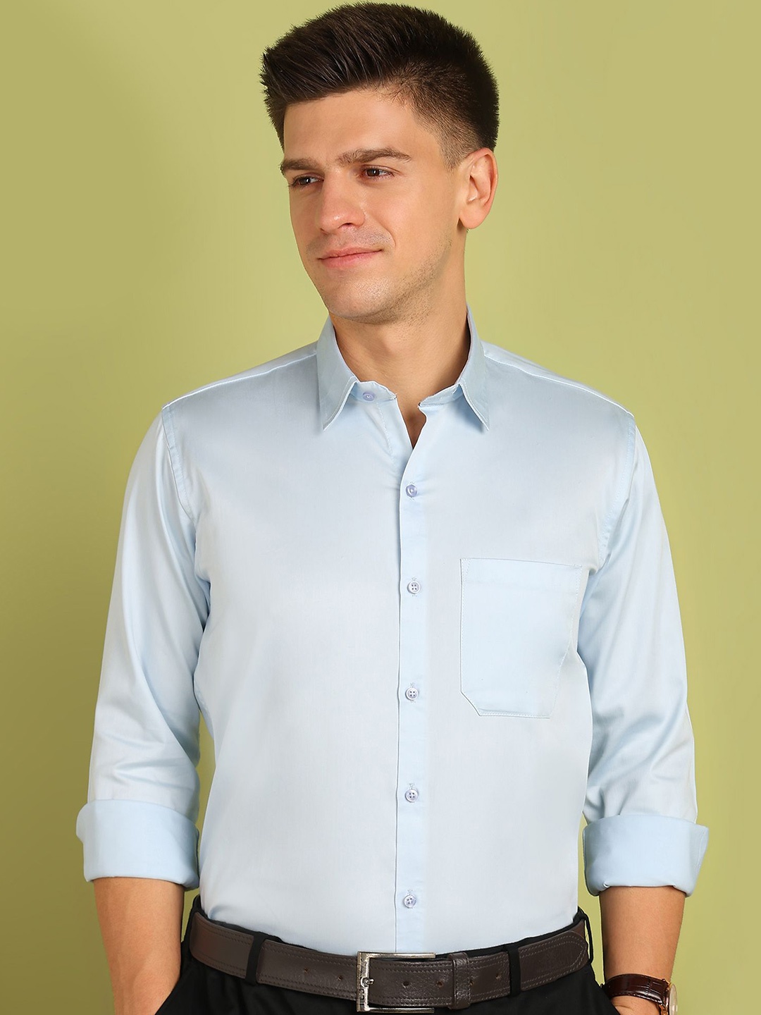

FUBAR Men Solid Slim Fit Formal Shirt, Blue