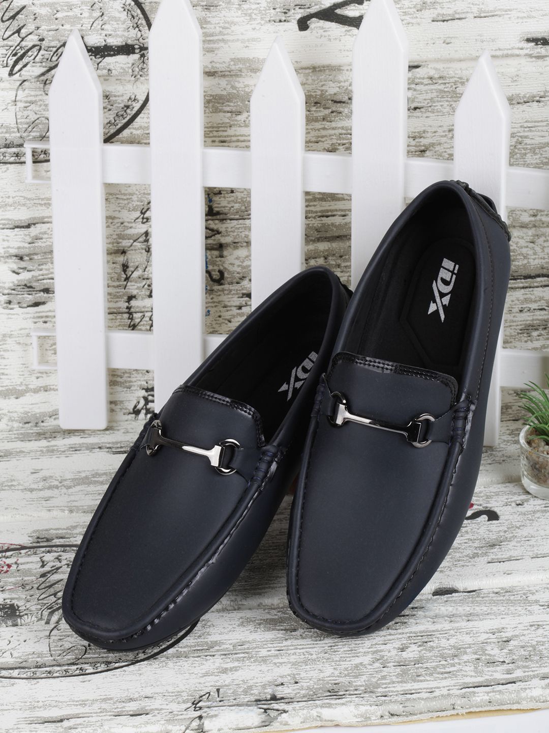 

ID Men Square Toe Horsebit Loafers, Navy blue