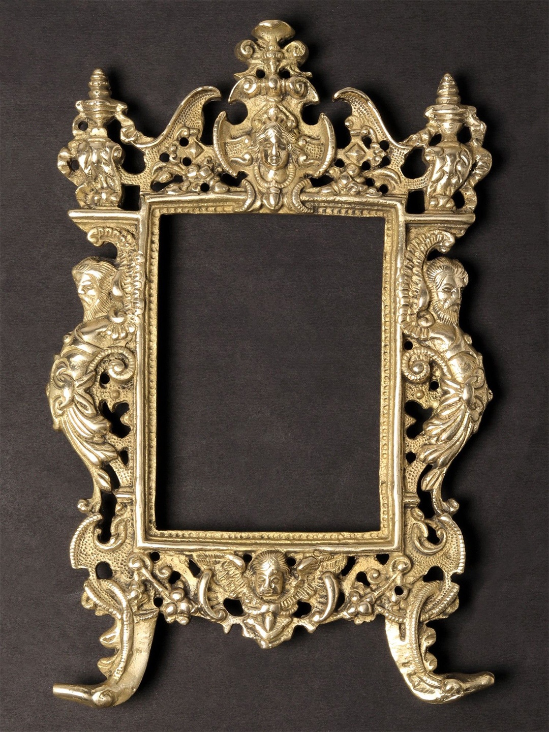

Exotic India 11'' Wall Hanging Beautiful Traditional Design Frame in Brass, Gold