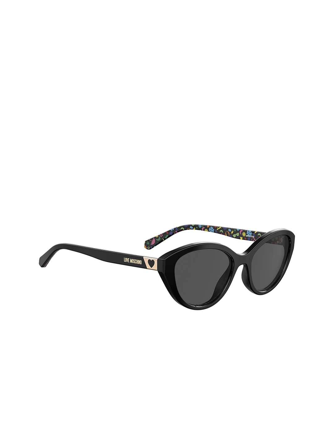

LOVE MOSCHINO Metal Plaque Women Cateye UV Protected Sunglasses 716736365312, Grey