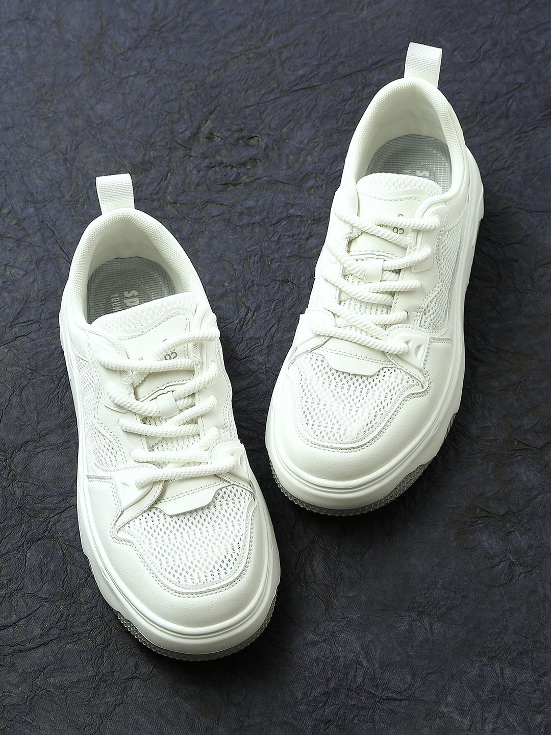 

SPYKAR Men Round Toe Lace-Up Sneakers, White