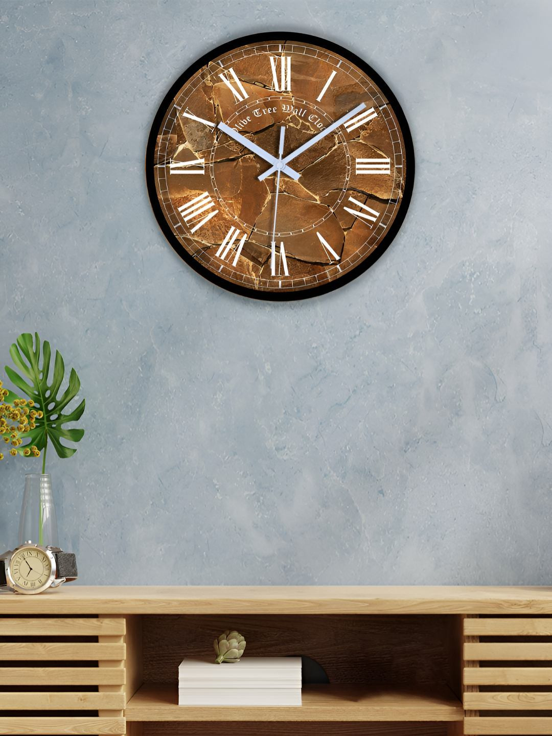 

OLIVE TREE Black & Brown Printed Analogue Contemporary Wall Clock