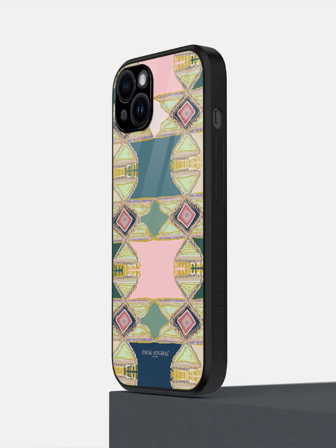 

macmerise Geometric Printed iPhone 14 Plus Back Case Mobile Accessories, Pink