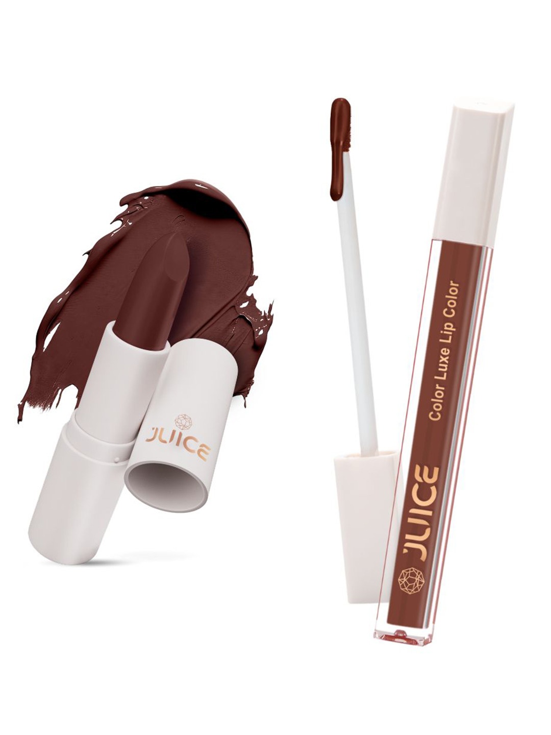 

JUICE Set of Color Luxe Lip Color 2.5ml & Kiss Sensation Lipstick 4g - Shade M07 & M12, Brown