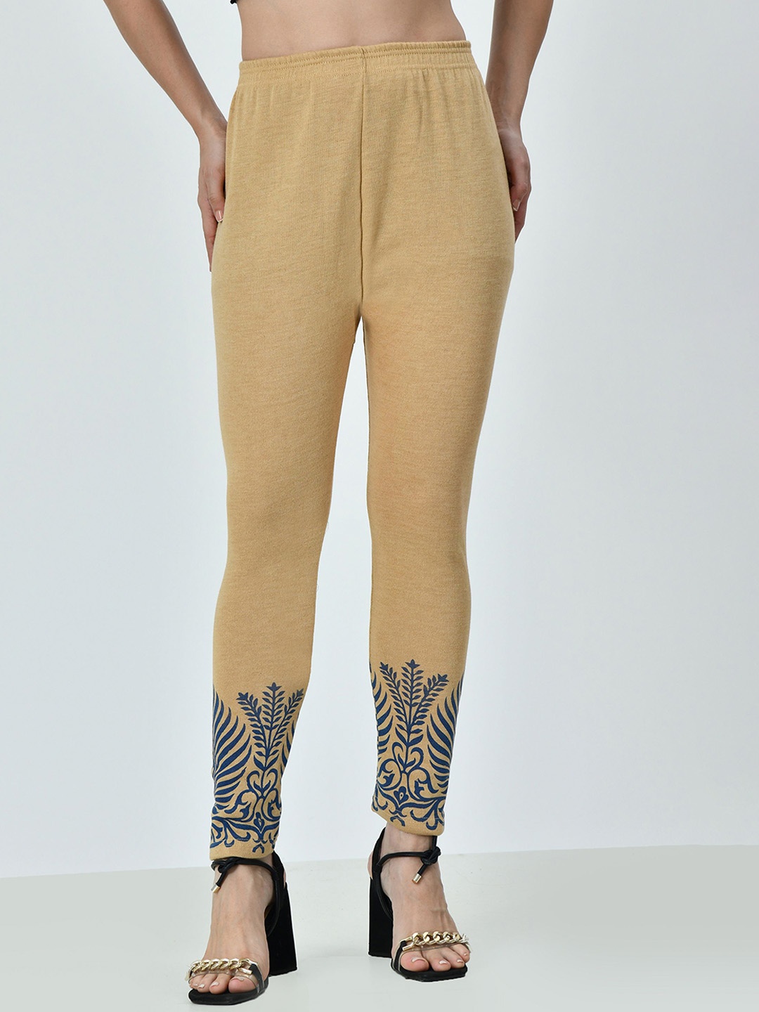 

BAESD Wool Printed Ankle-Length Leggings, Beige