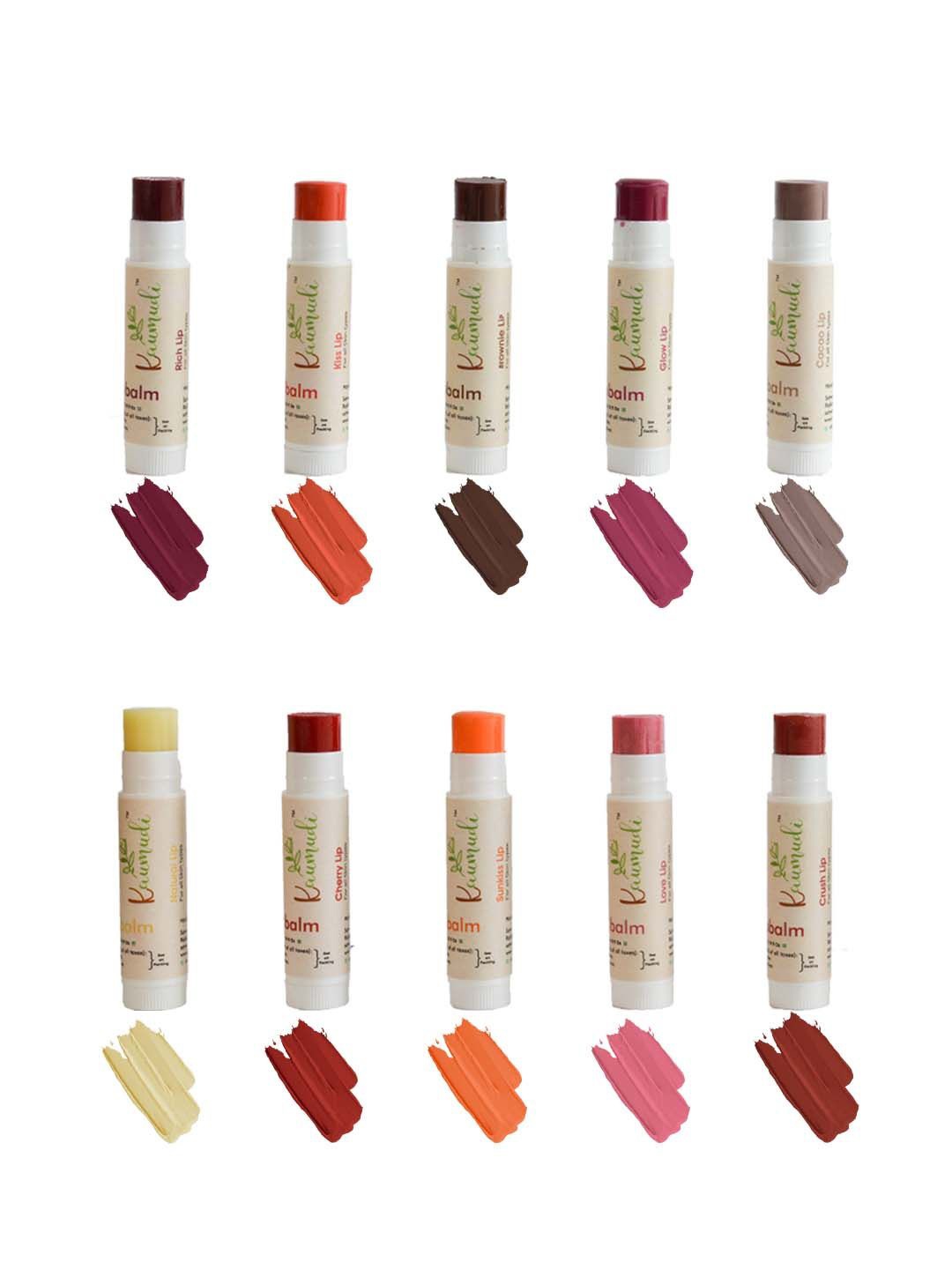 

kaumudi Set of 10 Handmade 3 in1 Lip Balms with Shea Butter - 4.5 g Each, Red