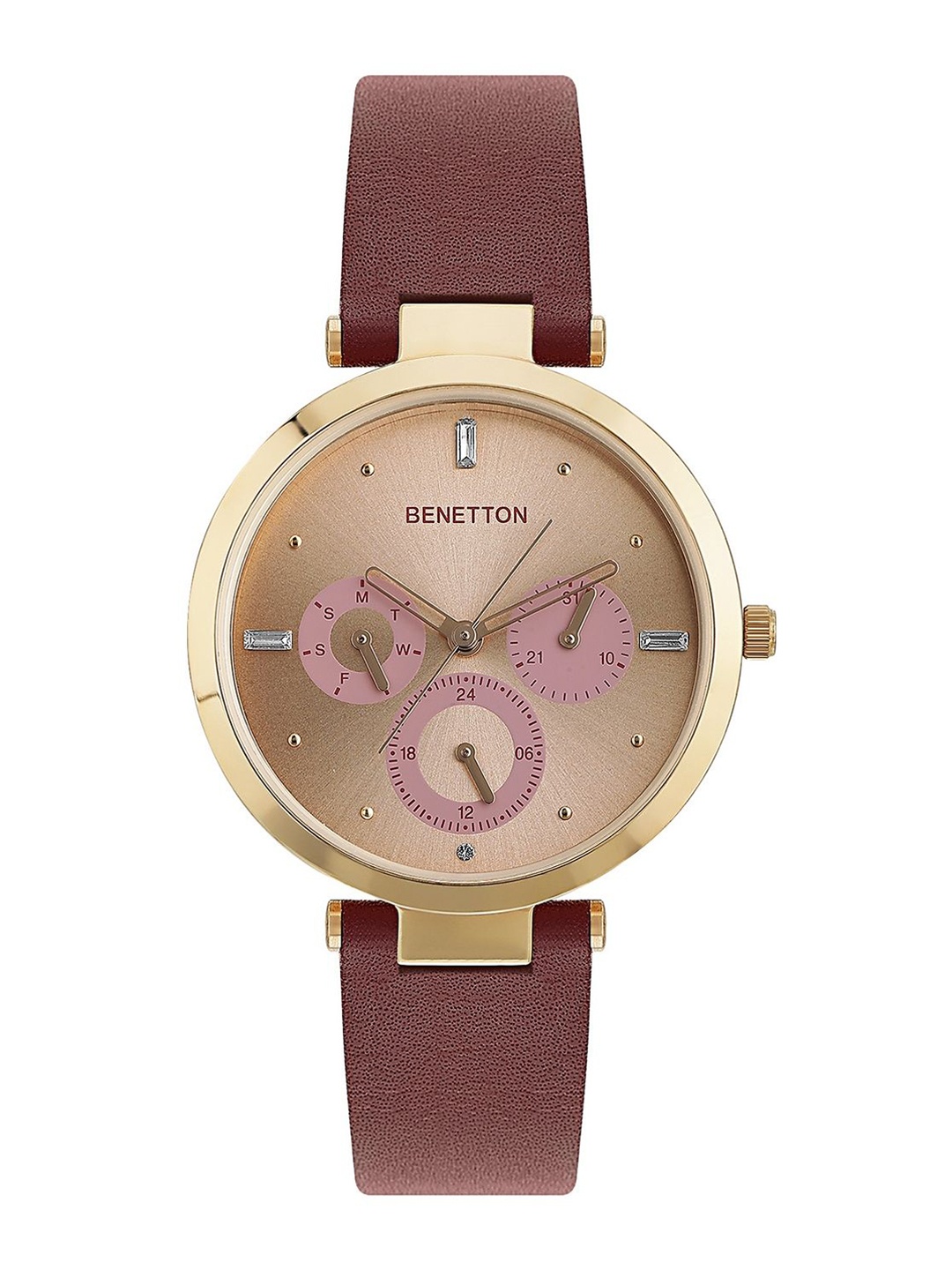 

United Colors of Benetton Women Brass Printed Dial & Straps Analogue Watch UWUCL1008, Rose gold
