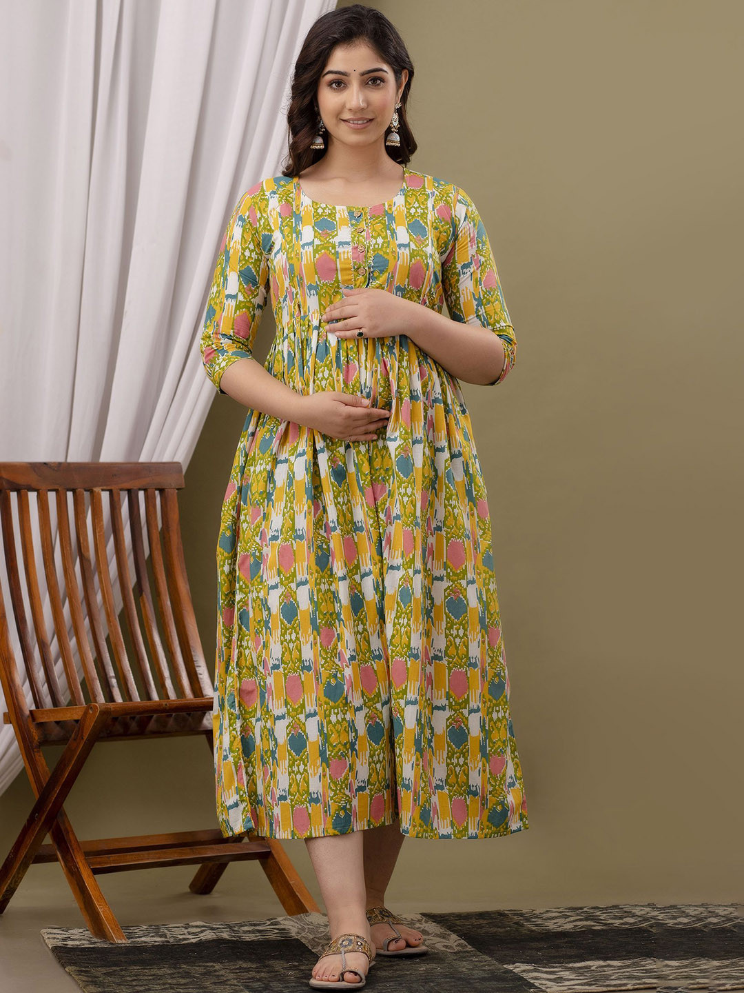 

Mialo fashion Abstract Fit & Flare Maternity Dresses, Green