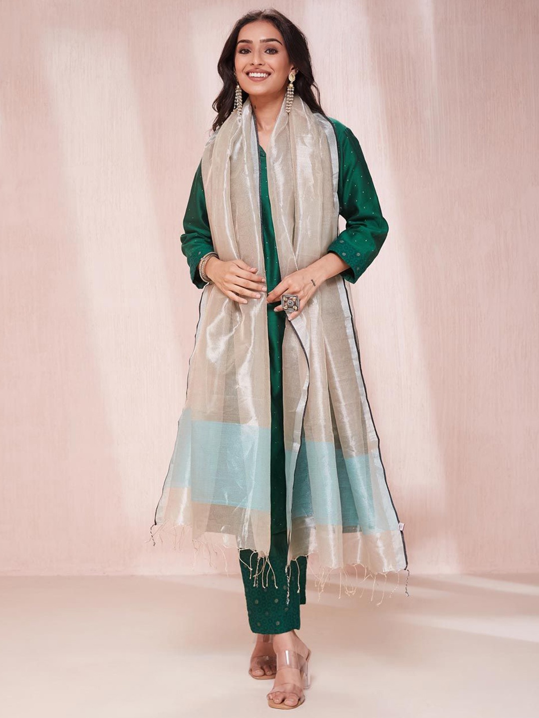 

Fabindia Woven Design Dupatta, Silver