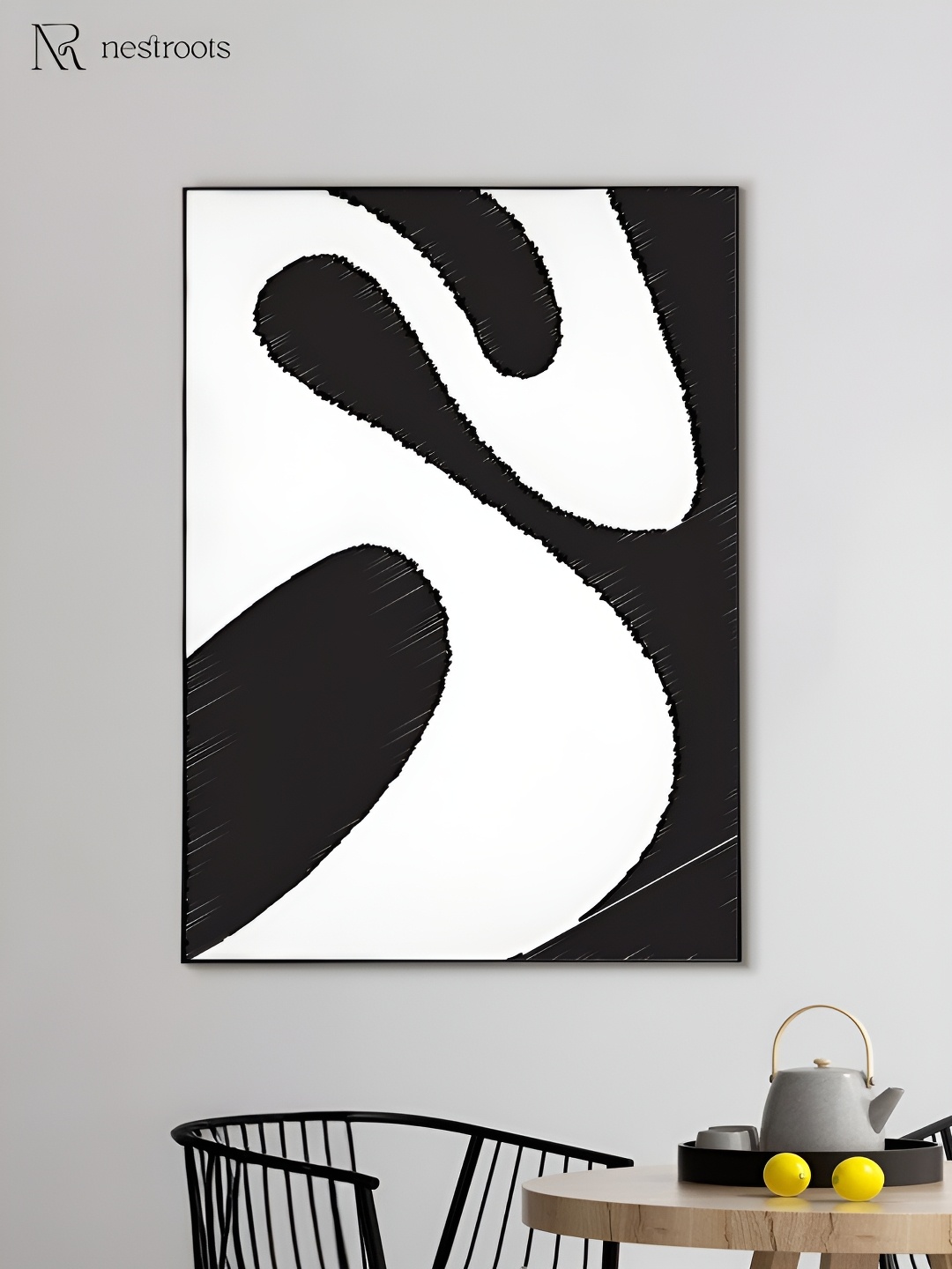 

nestroots White & Black Canvas Abstract Wall Paintings