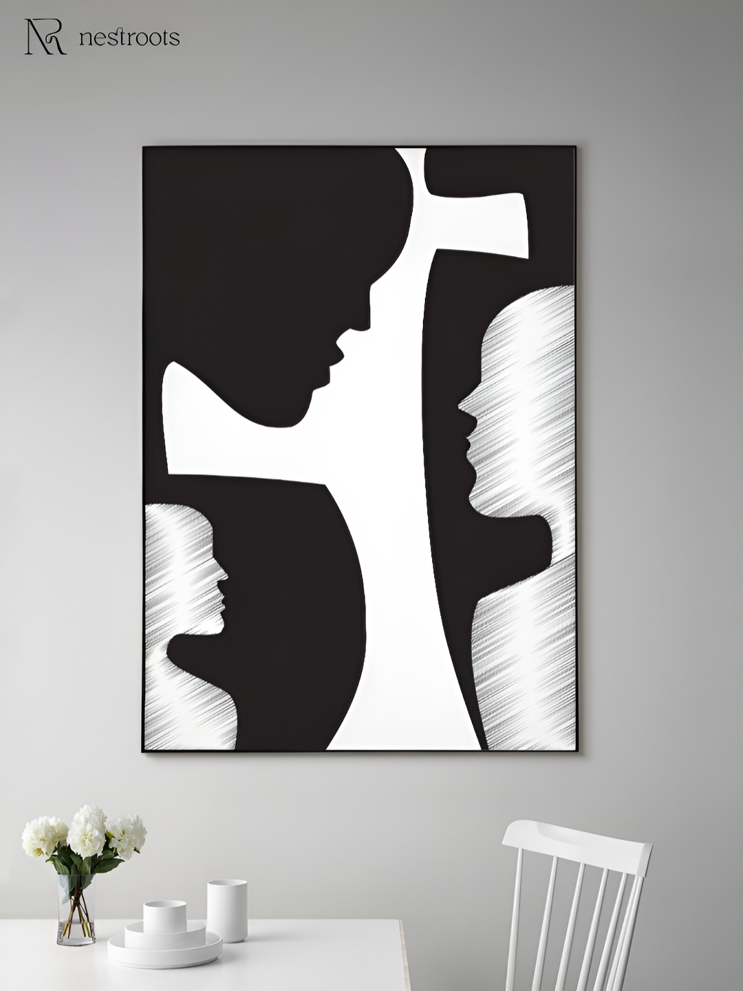 

nestroots Black & White The Ripples of Time Canvas Wall Paintings