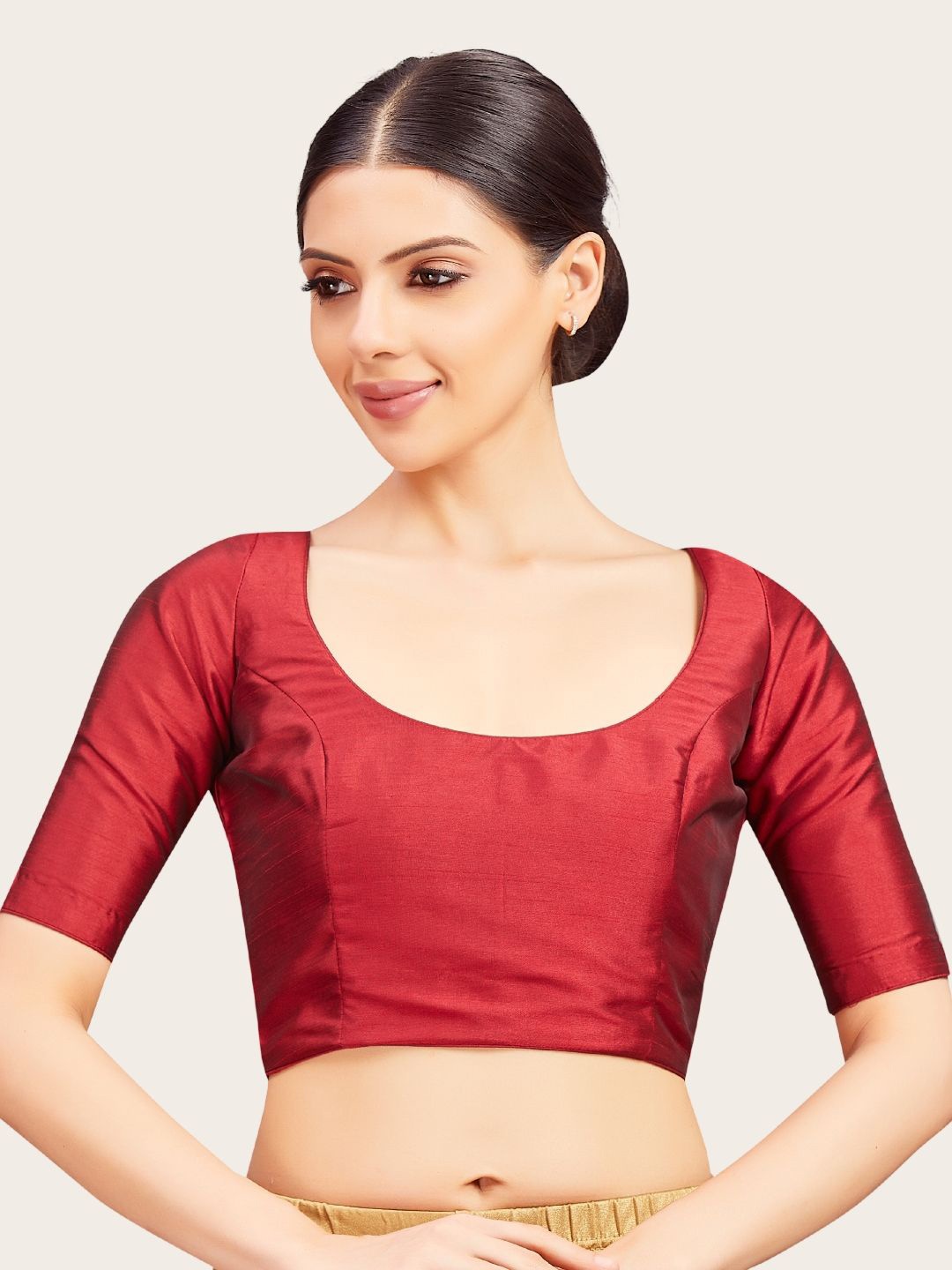 

Studio Shringaar Round Neck Saree Blouse, Maroon