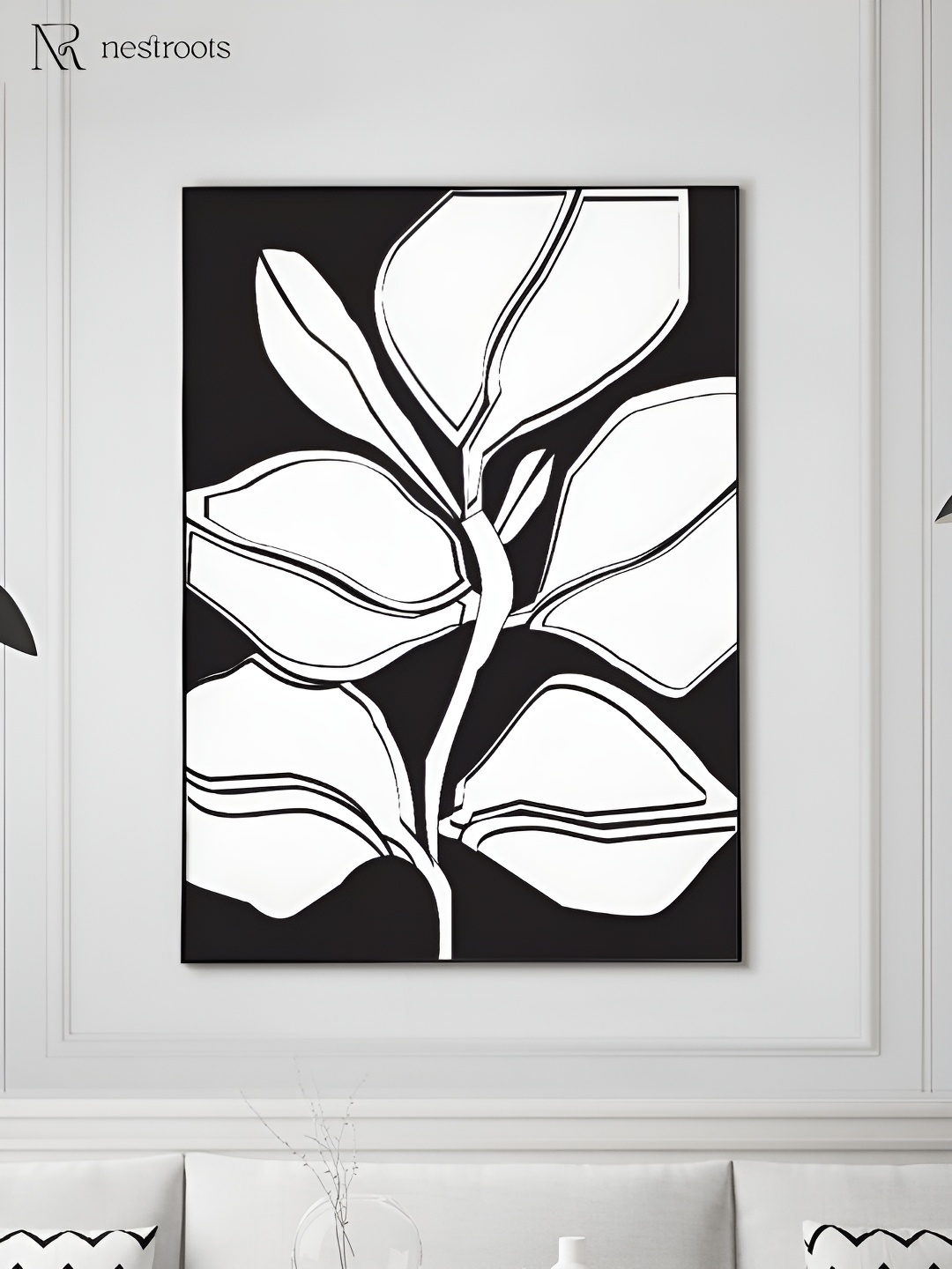 

nestroots Veins White & Black Canvas Paintings Wall Art