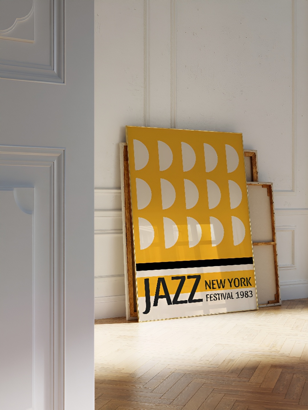 

SAF Yellow & Off White 1 Piece Wood Abstract Wall Paintings