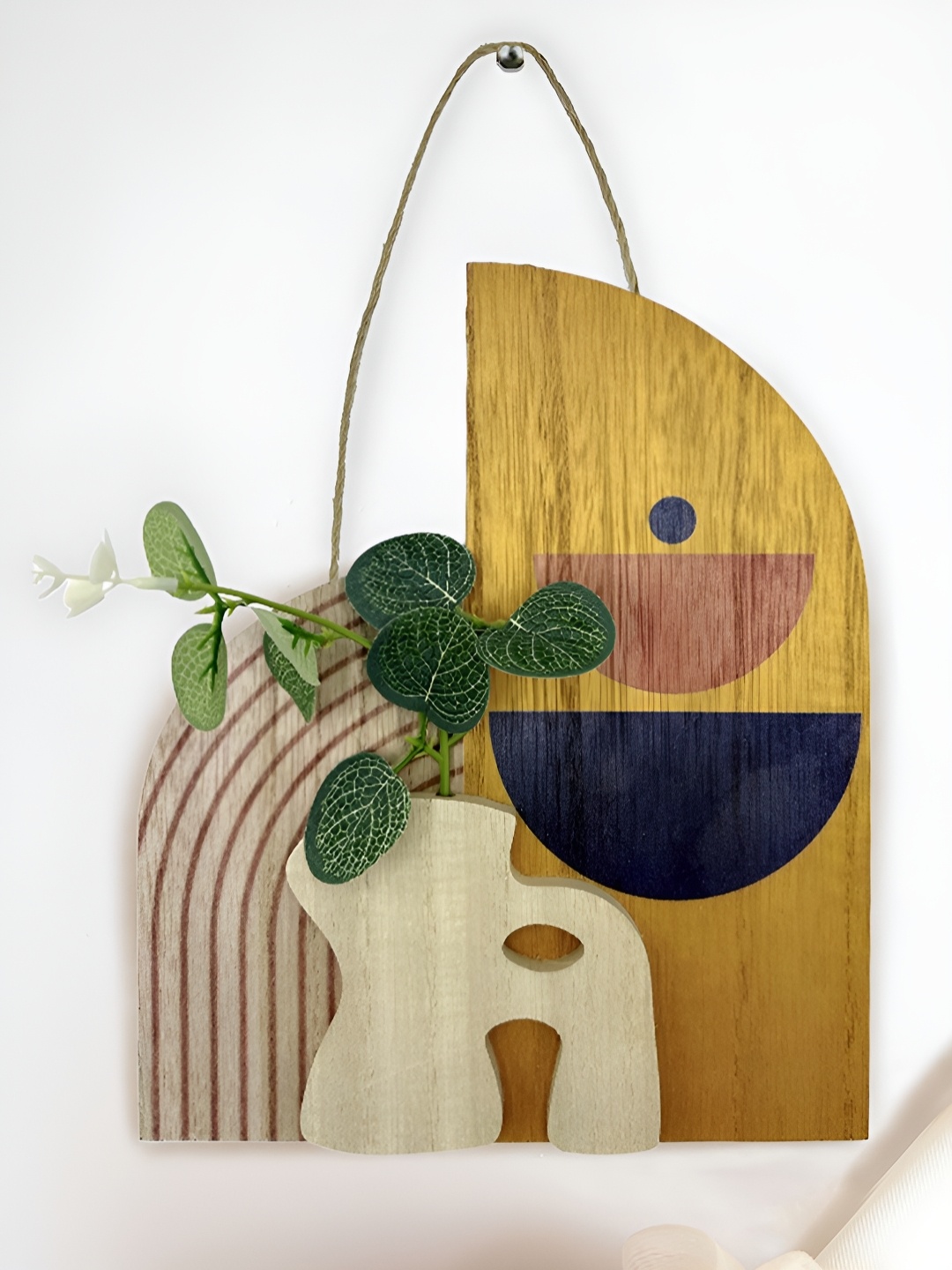 

Art Street Boho Art Blue & Yellow Printed Artificial Plant Wall Hangings