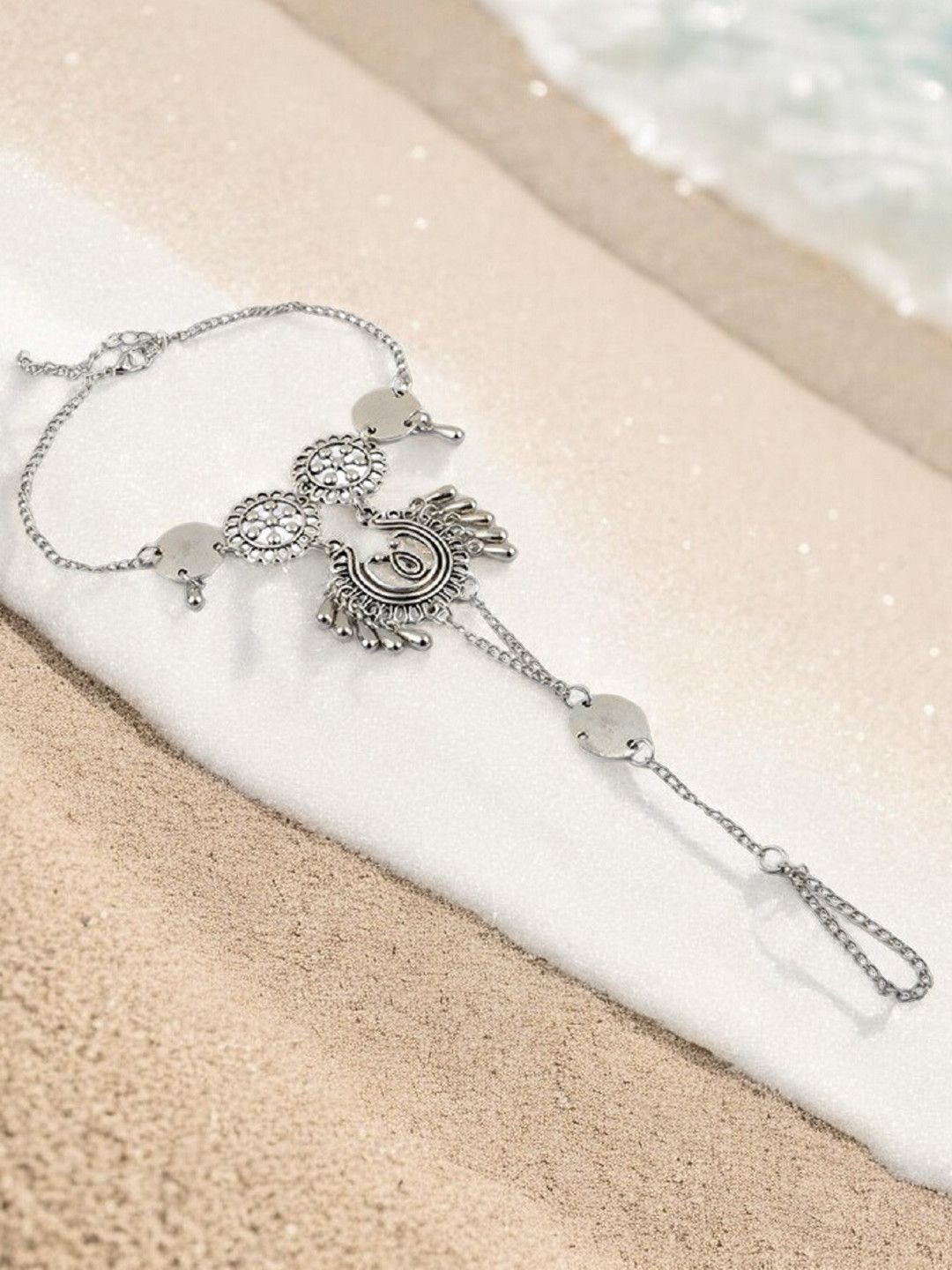 

fabula Oxidised Bohemian Anklet, Silver