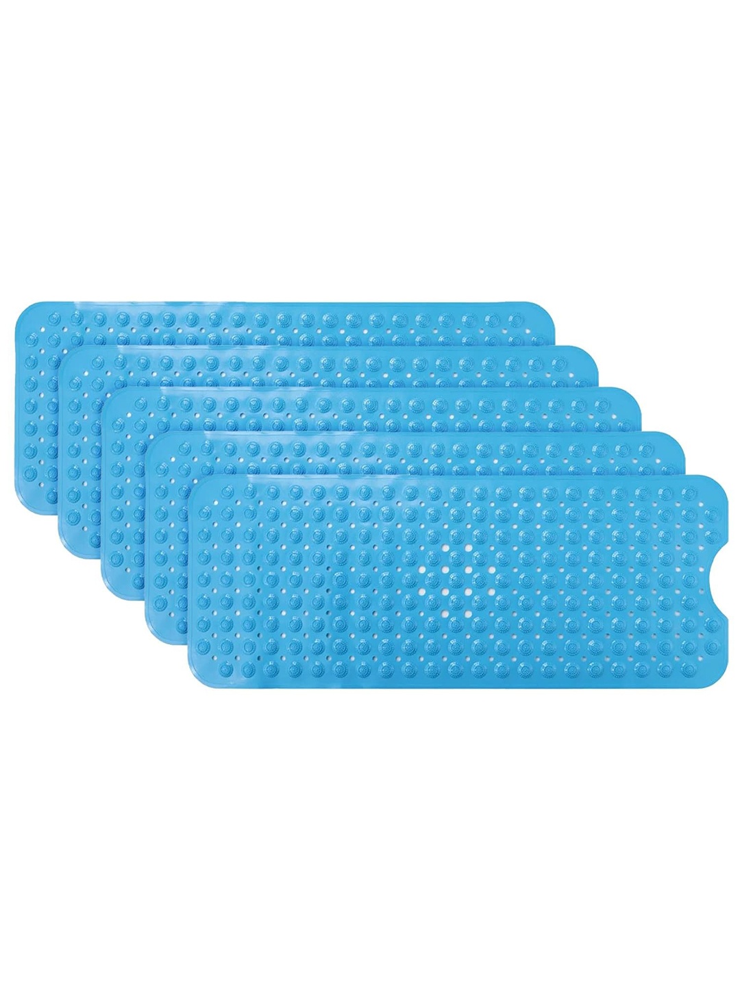 

Kuber Industries Blue 5 Pieces 240 GSM Anti-Skid Bath Rugs