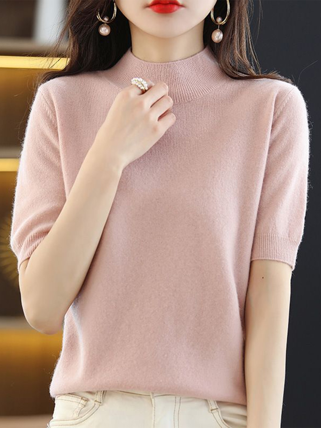 

StyleCast Women Solid Round Neck Top, Pink