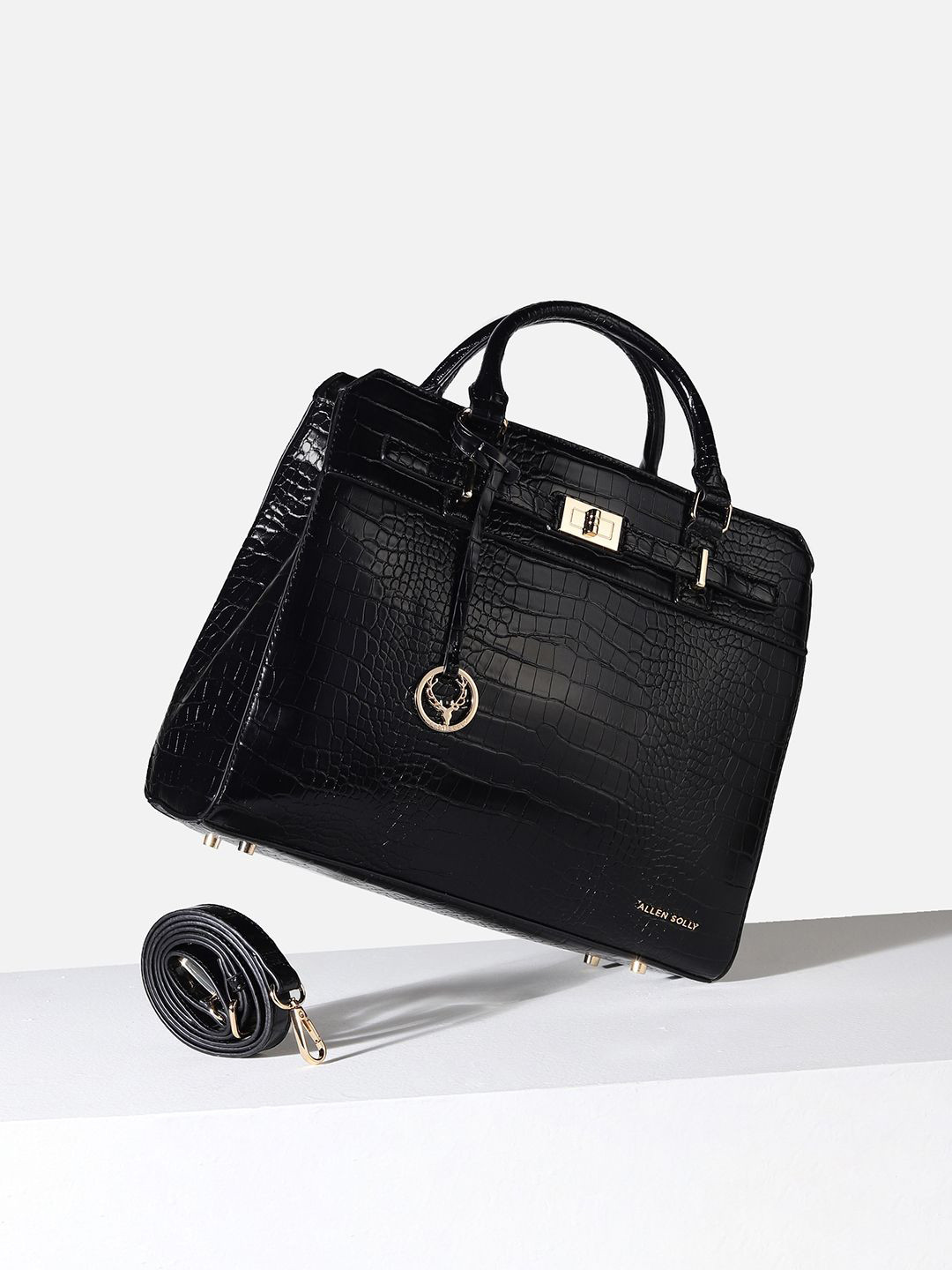 

Allen Solly Woman Swagger Textured Handheld Bag, Black